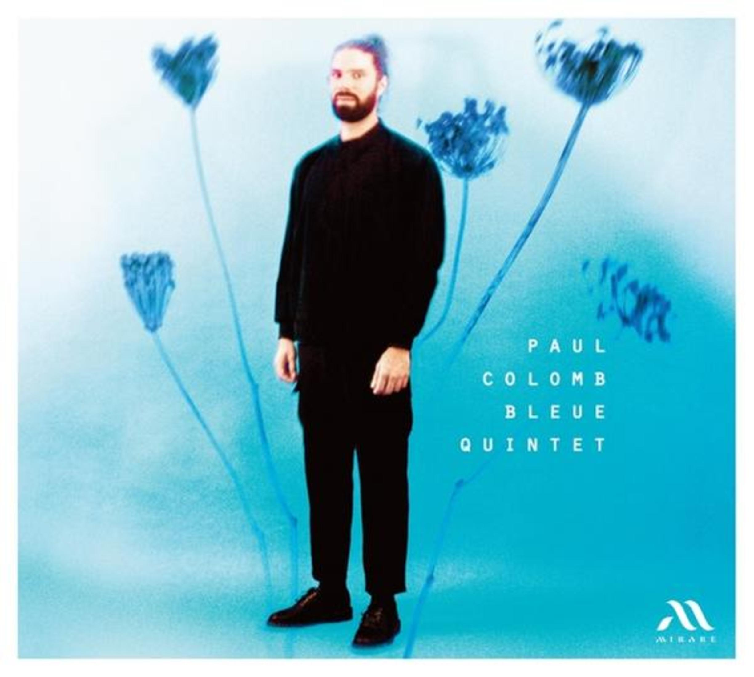 Copertina dell'album. Uomo in nero, arte floreale blu.