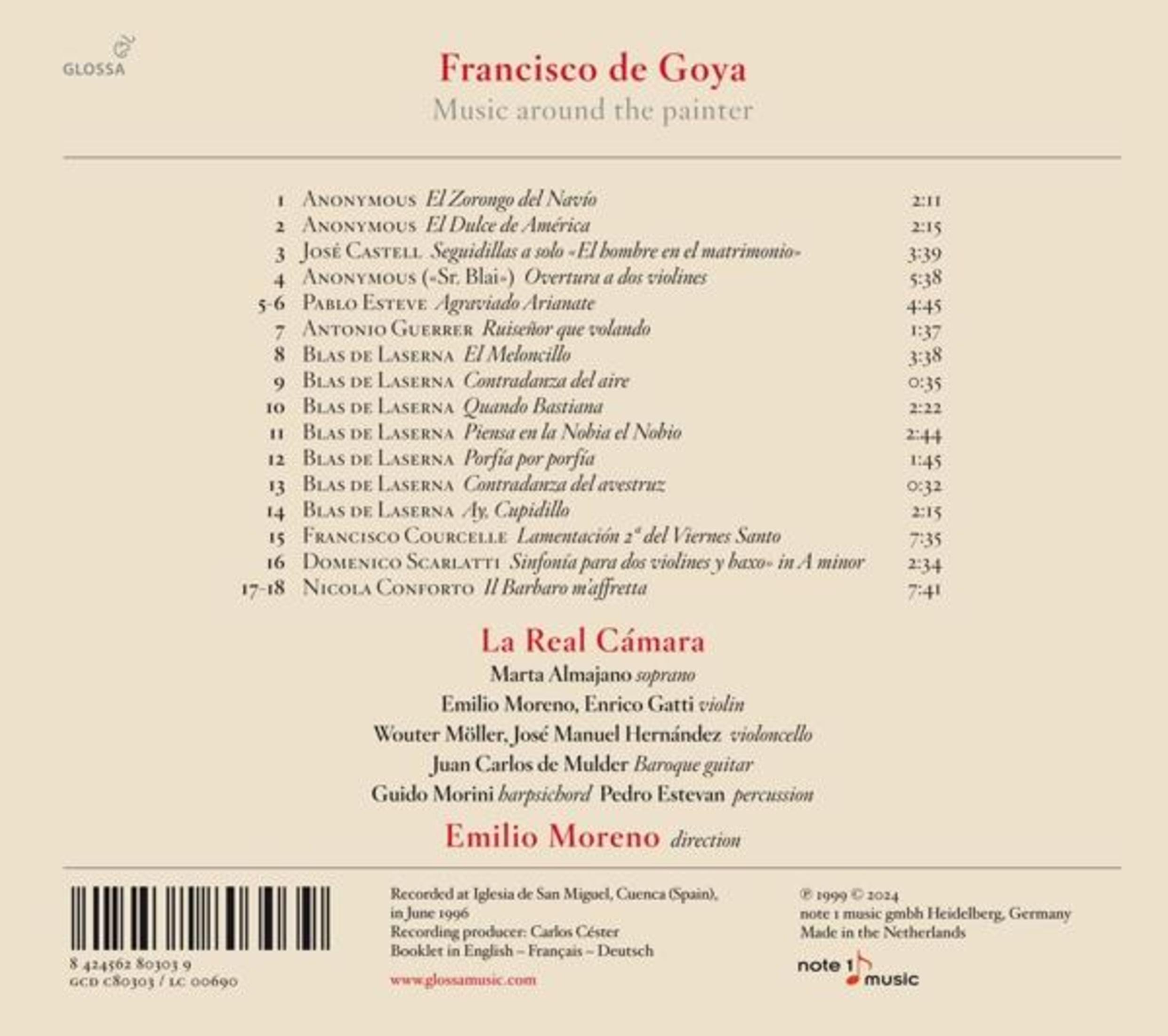 Copertina dell'album con testo in alto e lista delle canzoni. Nome dell'artista e titolo dell'album in basso.
