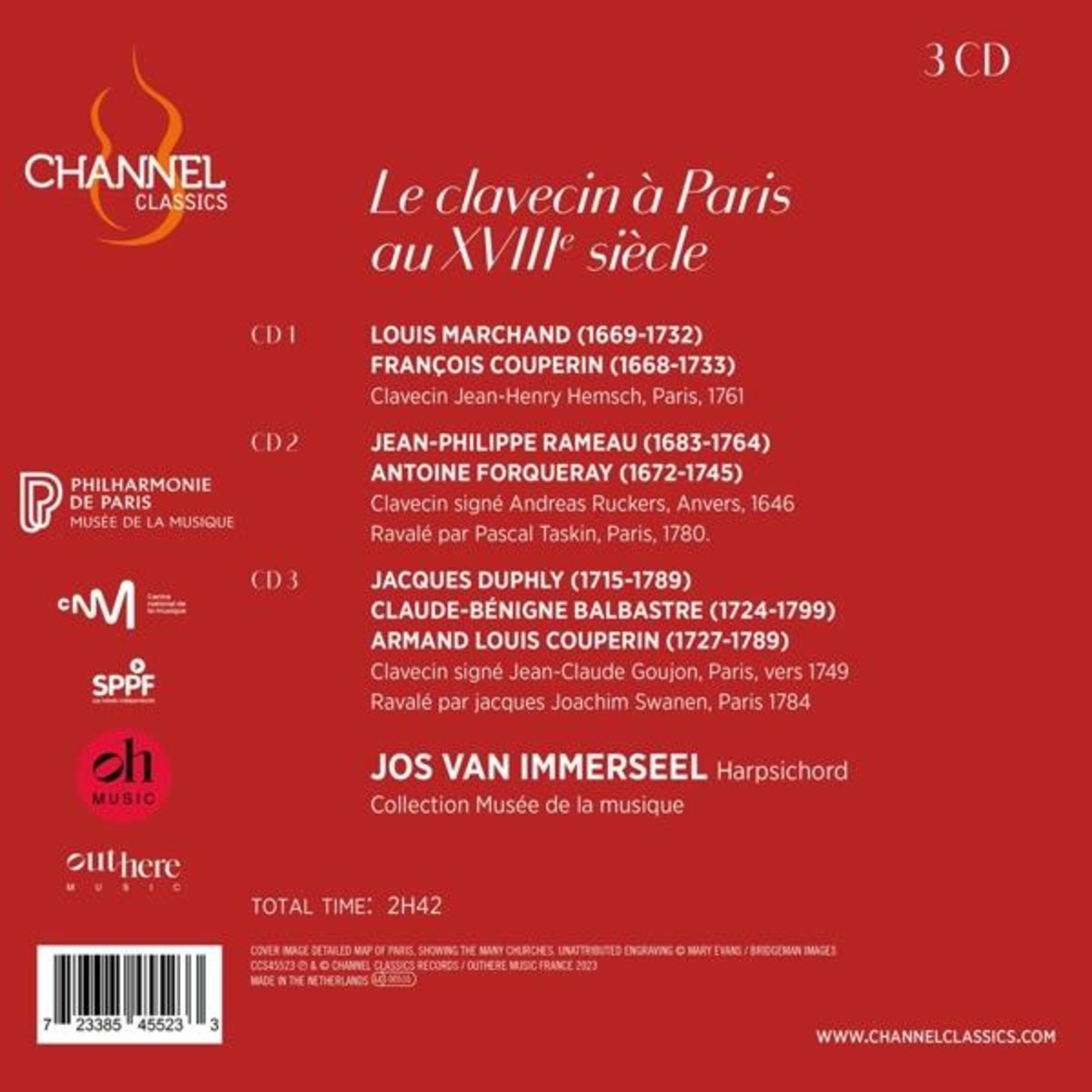Copertina dell'album: Testo e partiture musicali. Titolo: Le clavecin à Paris au XVIIIe siècle. Loghi.