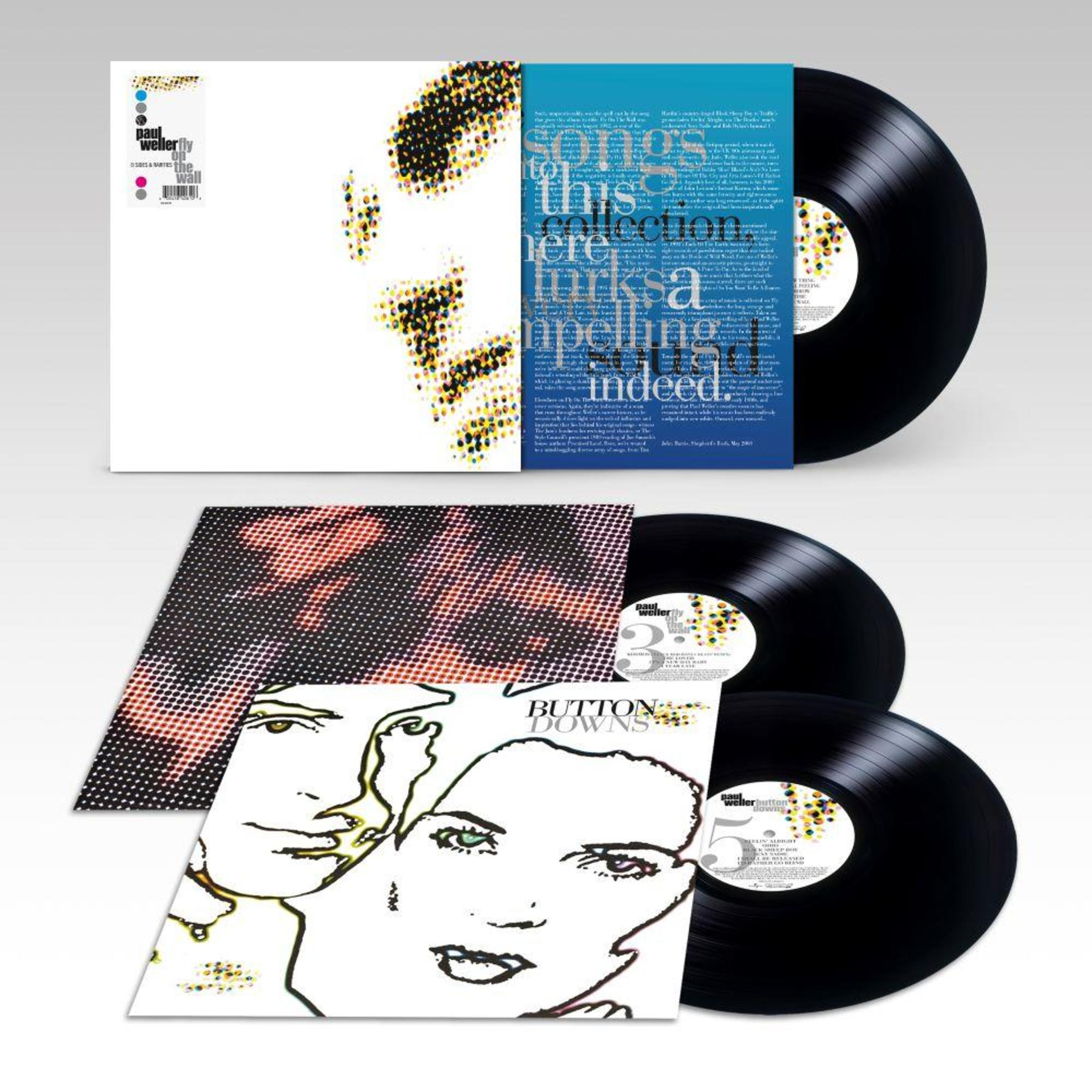 Portada del álbum con dos discos de vinilo. El texto y la imagen están escritos en la portada.