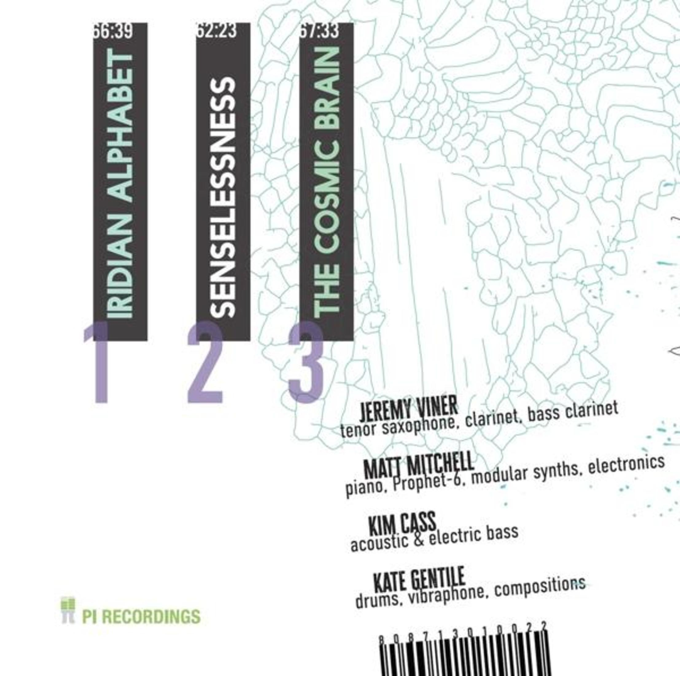 Copertina dell'album con titoli di canzoni e crediti, con un grafico di un cervello.