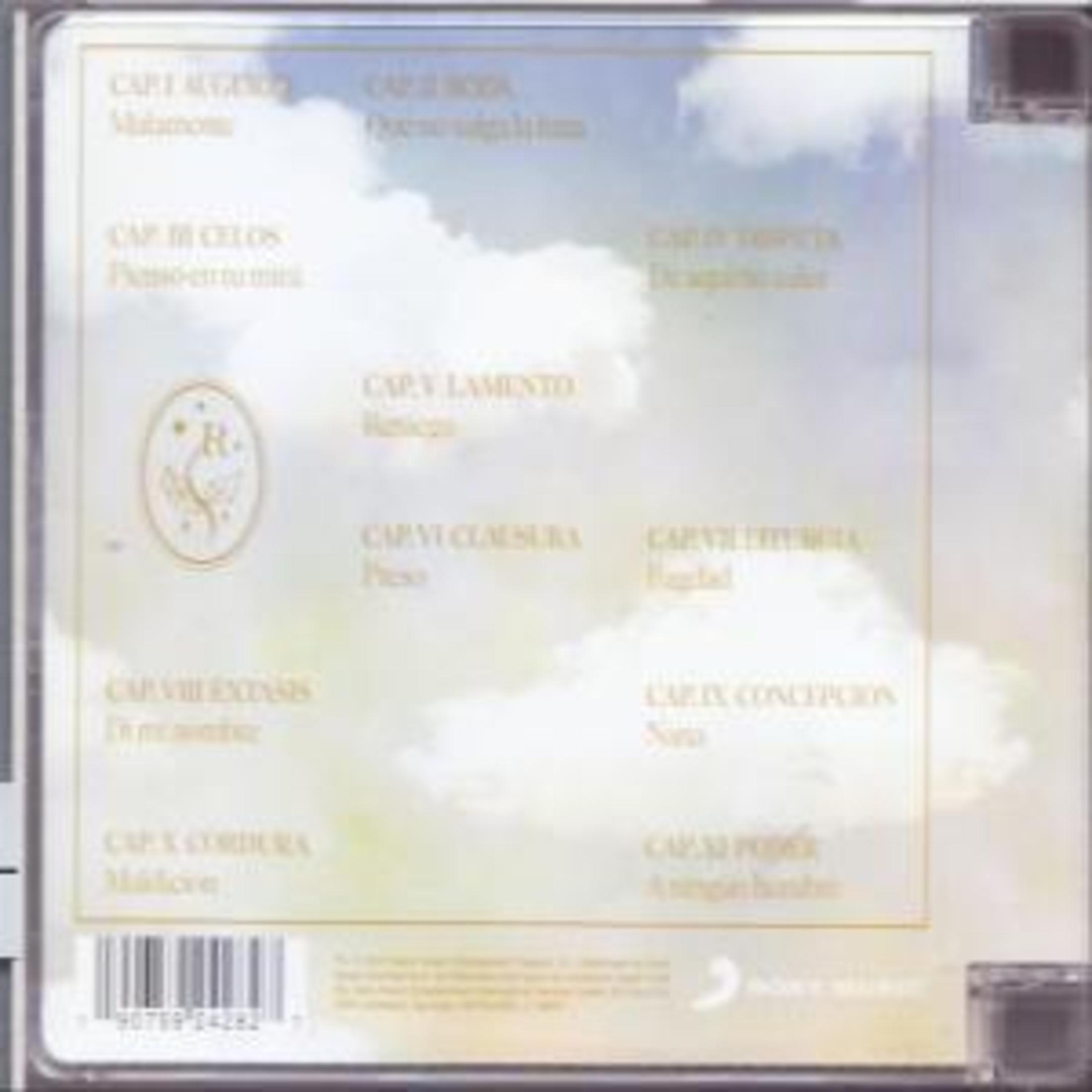 Custodia del CD con testo, inclusi titoli di canzoni e un logo. Lo sfondo è un'immagine simile al cielo. Un codice a barre è in basso.