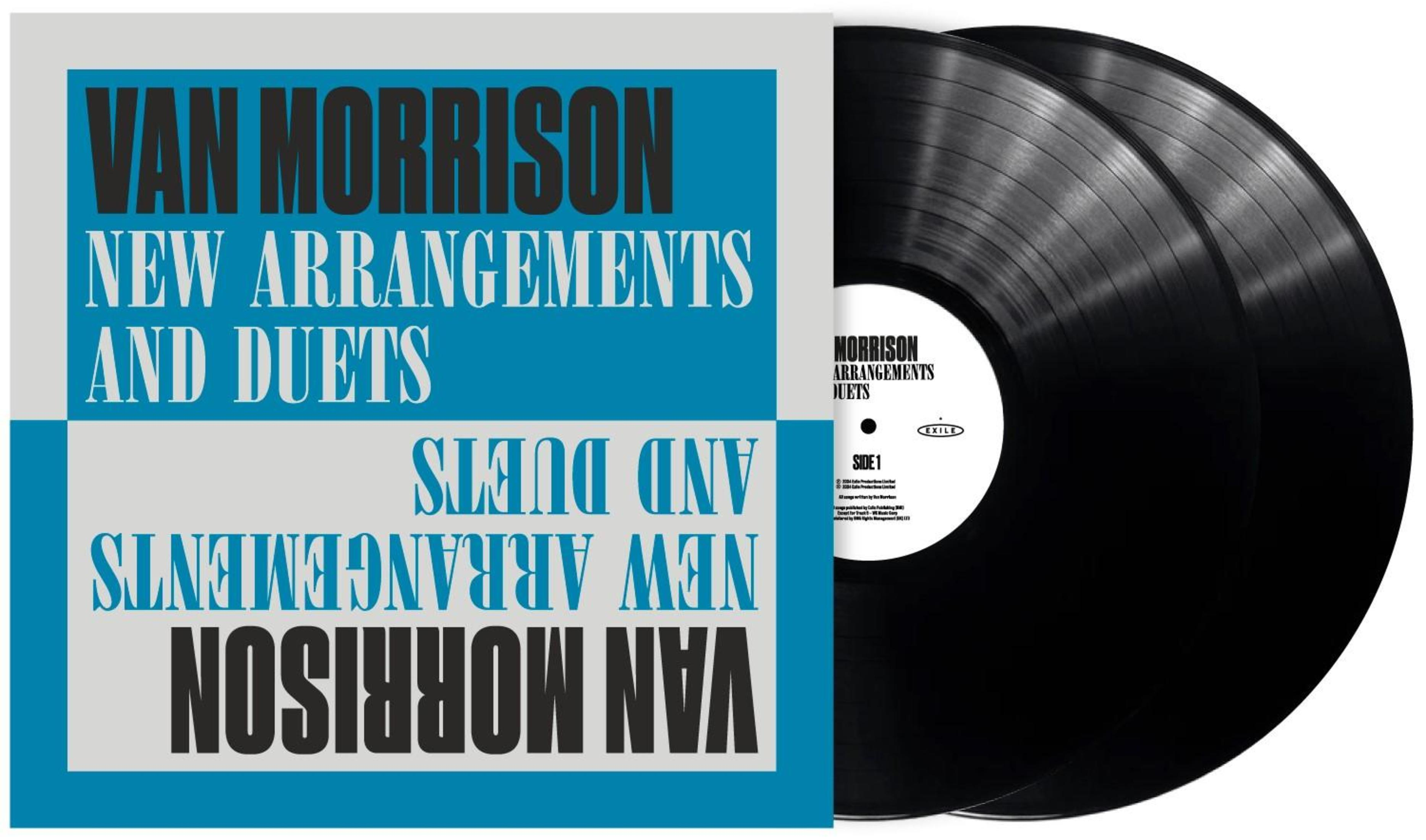 Portada del álbum 'New Arrangements And Duets' de Van Morrison con dos discos de vinilo.