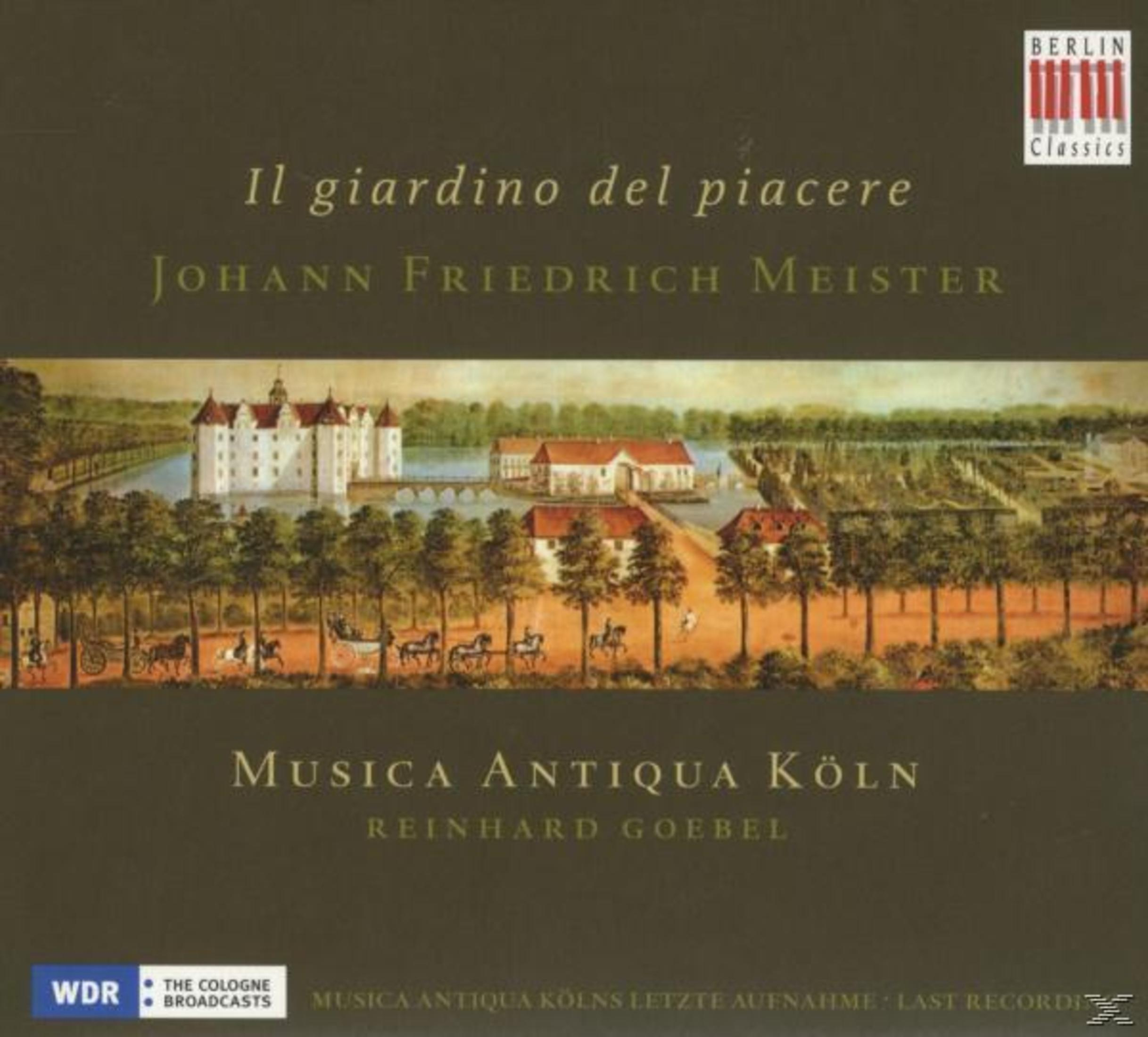 Albumhoes met een illustratie van een tuin. Tekst in het Italiaans, "Il giardino del piacere".