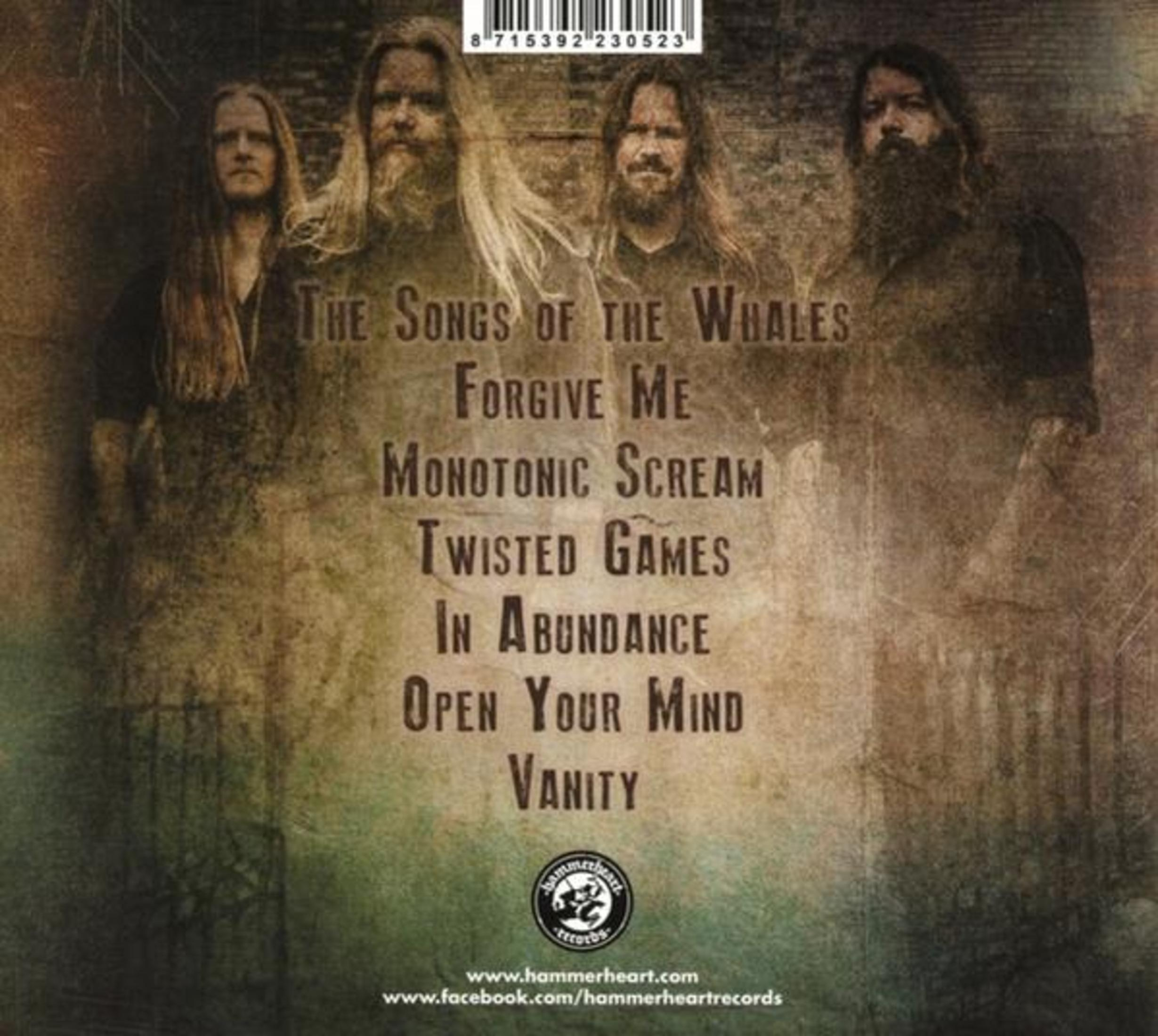 Pochette d'album ; quatre hommes, du texte et une liste de titres de chansons.
