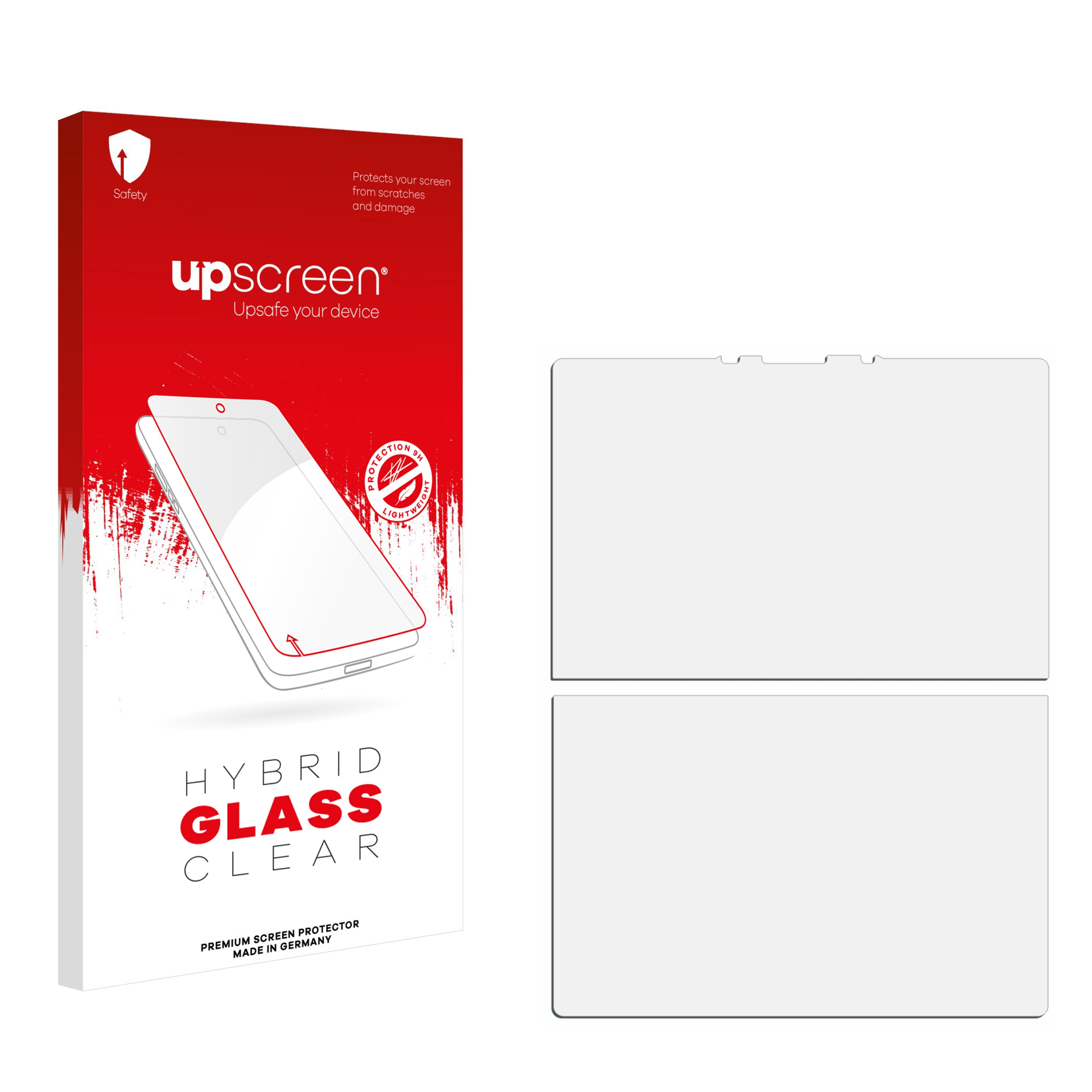 Produktbox mit Displayschutzfolien und separaten Glasschutzfolien.