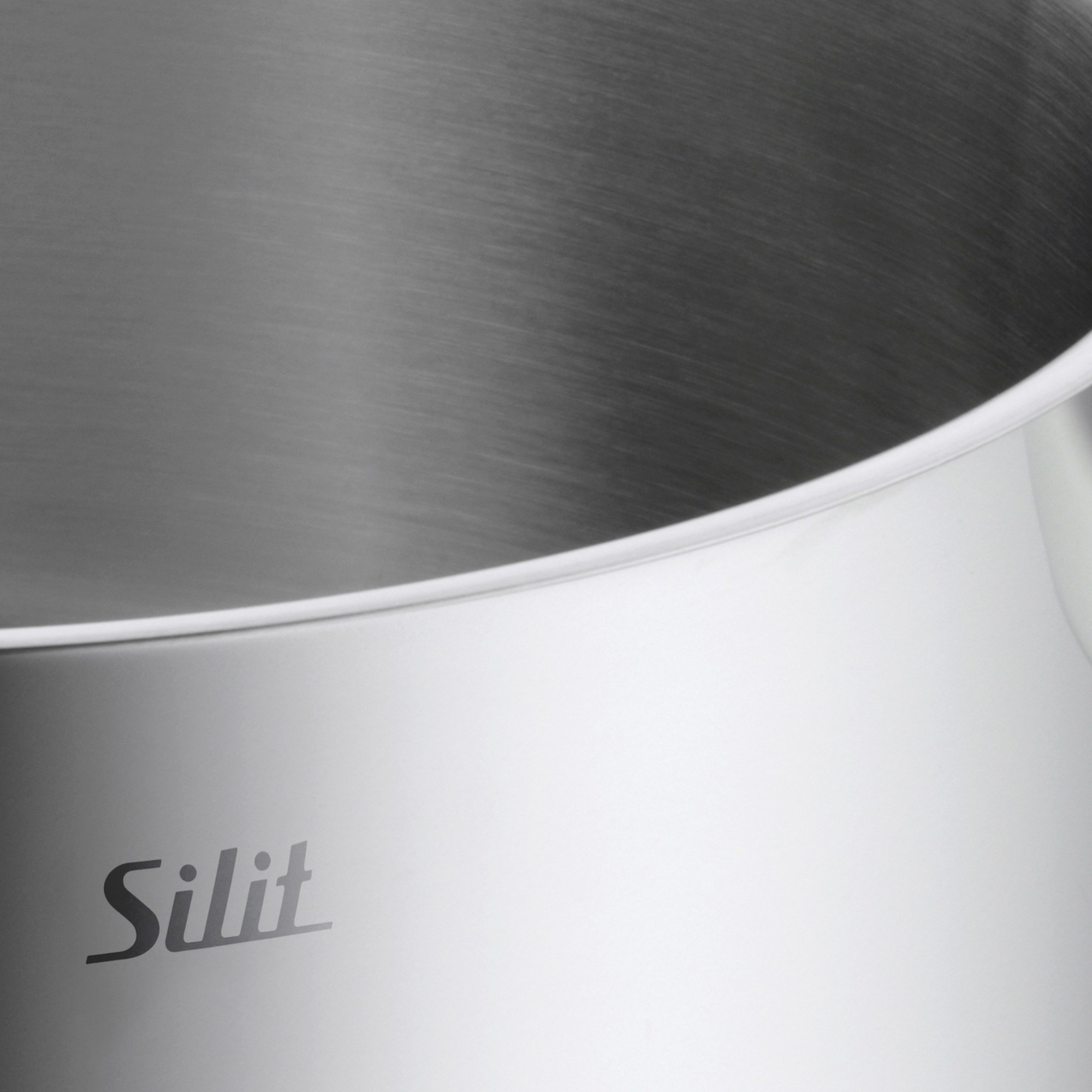 Edelstahltopf mit dem Silit-Logo.