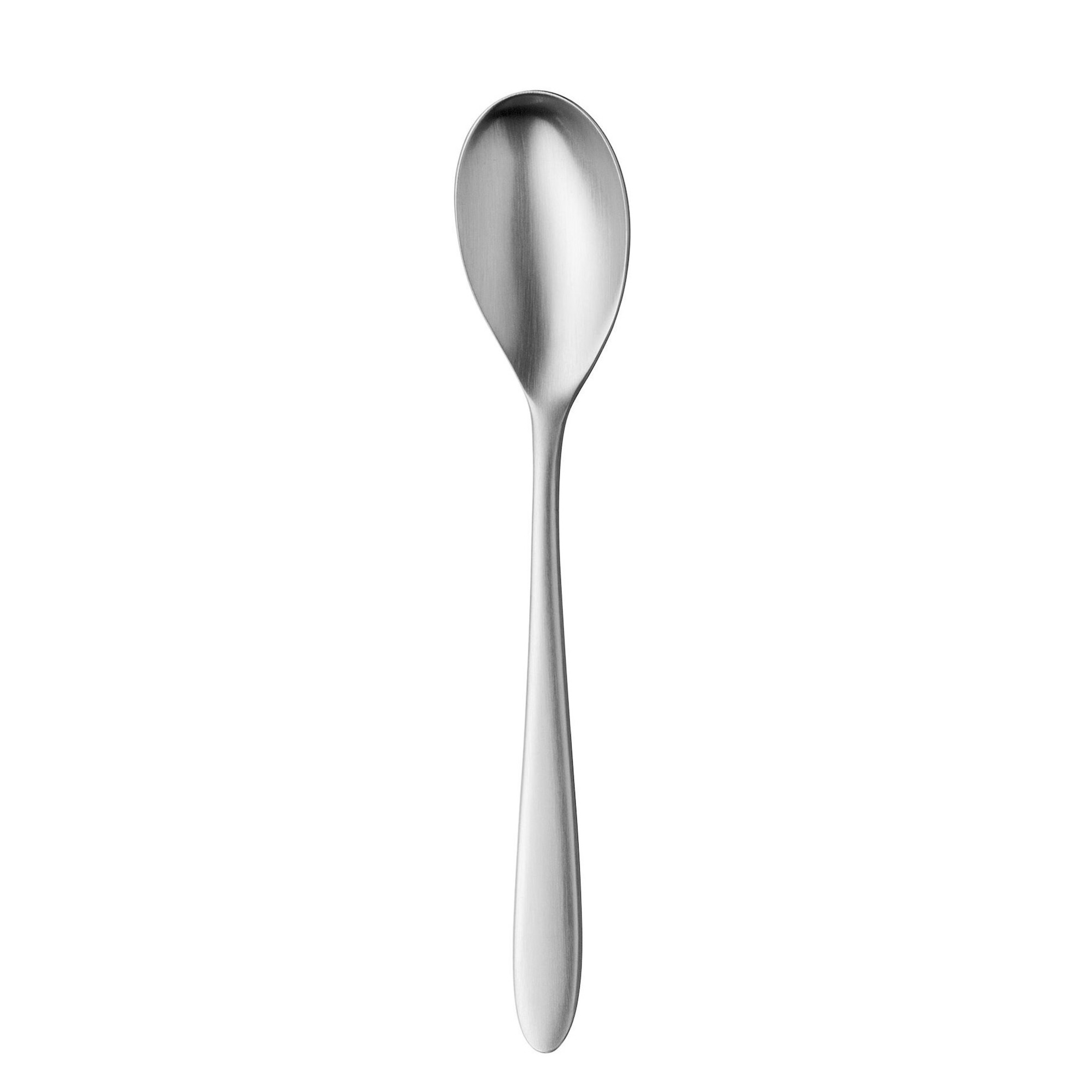 Un cucchiaio d'argento su sfondo bianco.