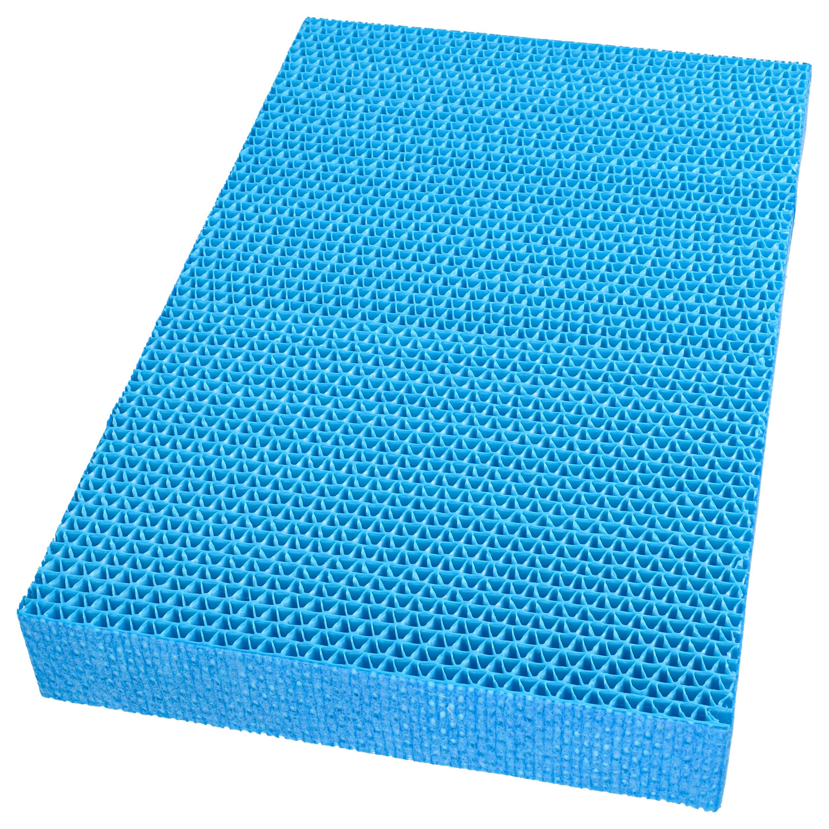 Ein großer blauer Schaumstoffblock mit Wabenmuster. Der Block ist rechteckig und liegt auf weißem Untergrund.