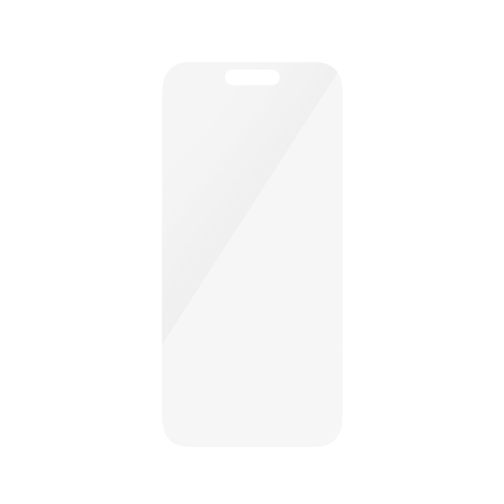 A rectangular screen protector with a top cutout, white background.