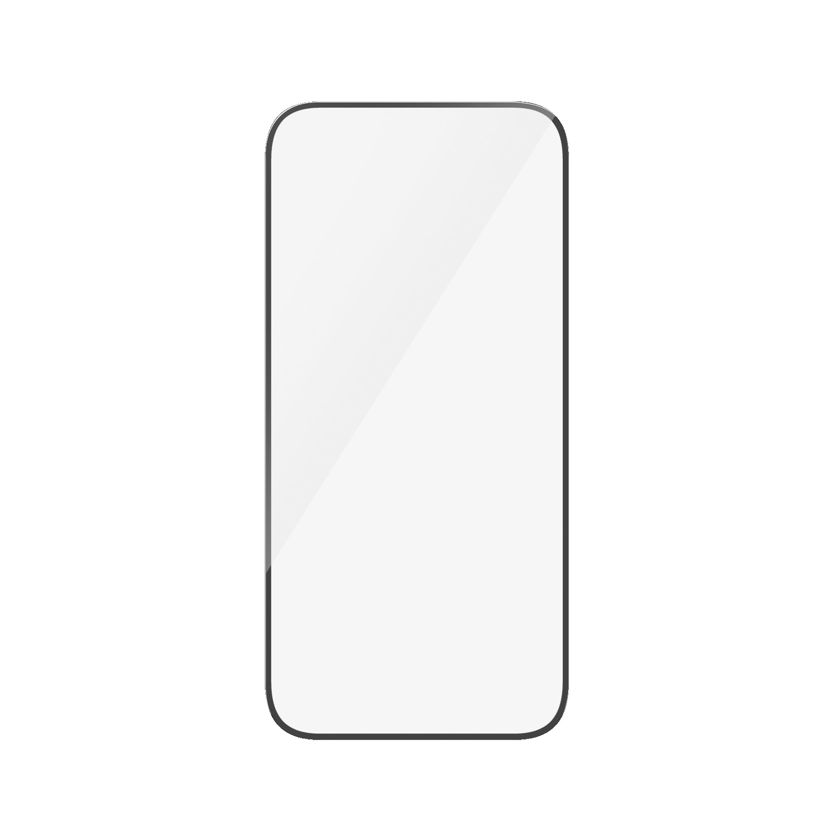 Beyaz arka plan üzerinde siyah bir telefon ekran koruyucusu.