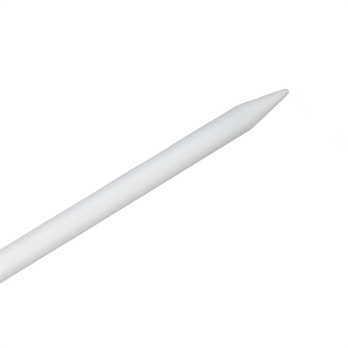 Ein weißer Stift mit einer spitzen Spitze. Der Hintergrund ist weiß.