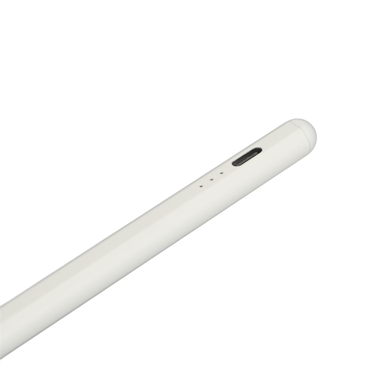 Ein weißer Stift mit einer schwarzen Taste und Kontrollleuchten.