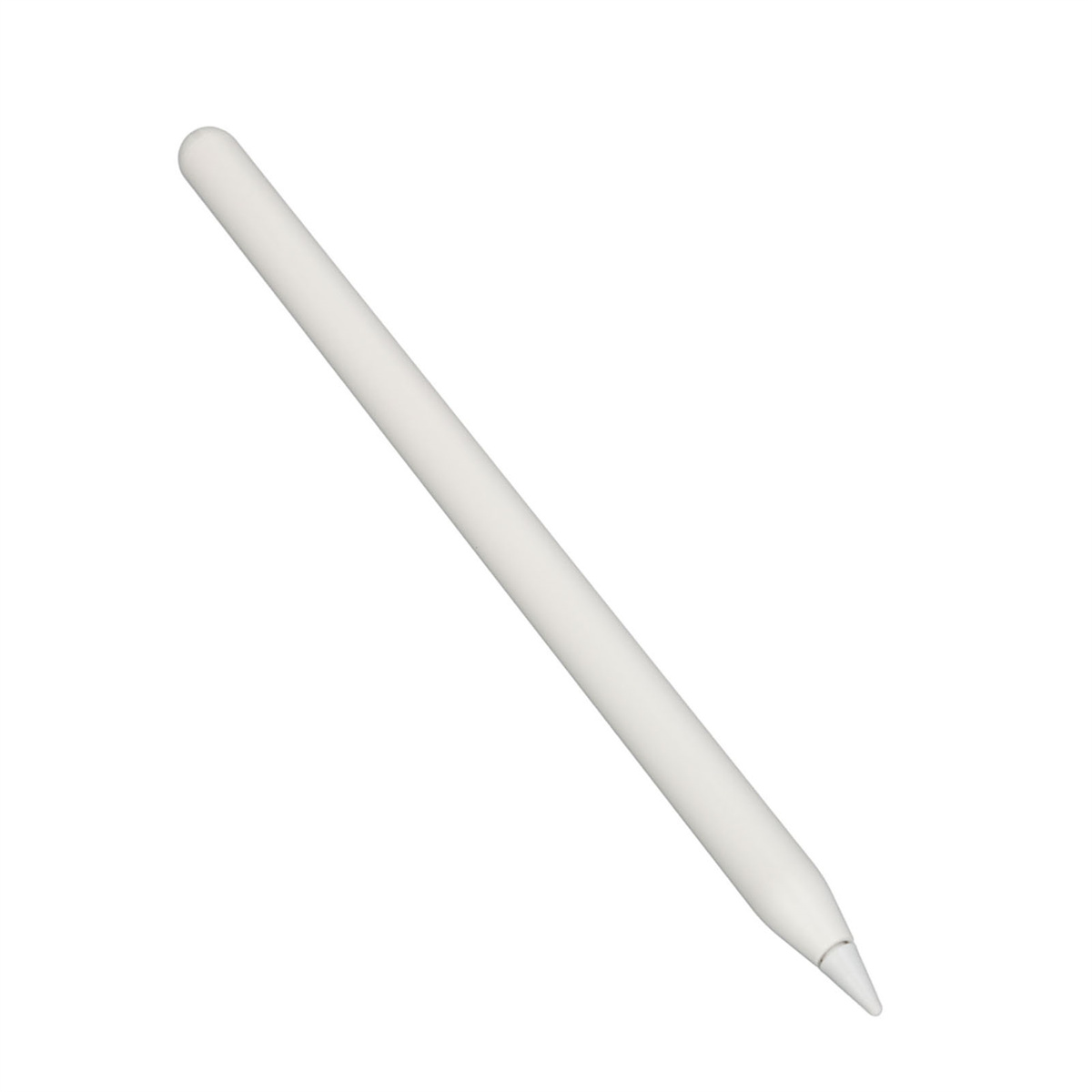 Weißer Stift auf weißem Hintergrund, von oben links nach unten rechts geneigt.