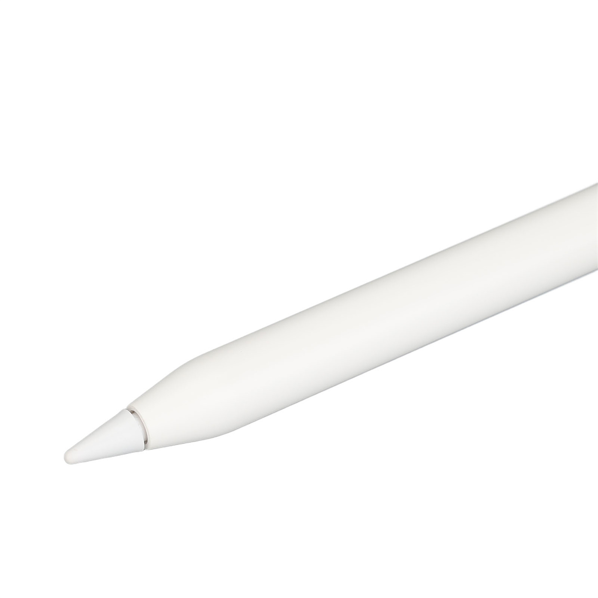 Ein weißer Stylus-Stift mit einer Spitze, der für die Verwendung mit einem Tablet oder einem ähnlichen Gerät konzipiert ist.