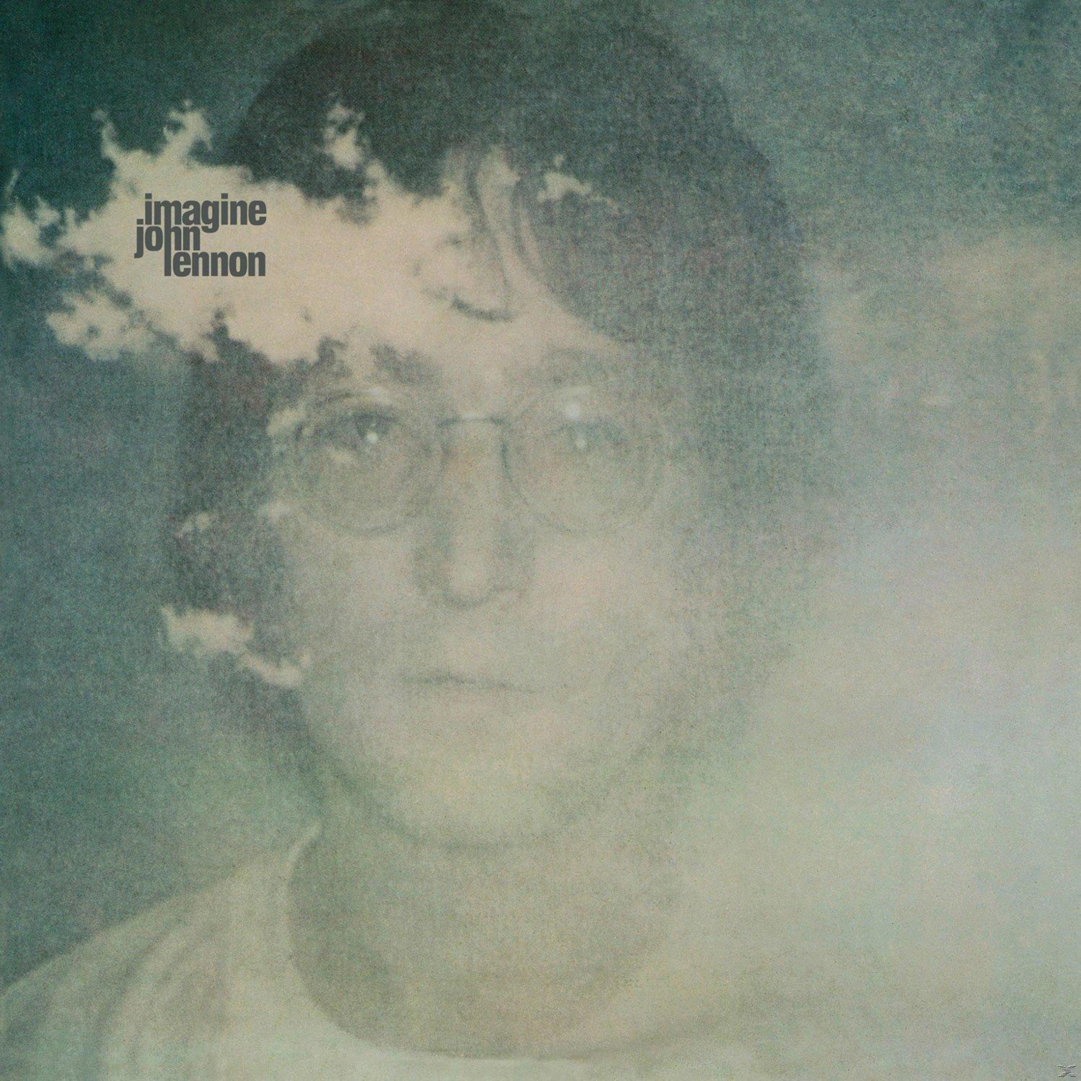Albumhoes, John Lennon, wazige afbeelding, bril, tekst: 'imagine john lennon'.