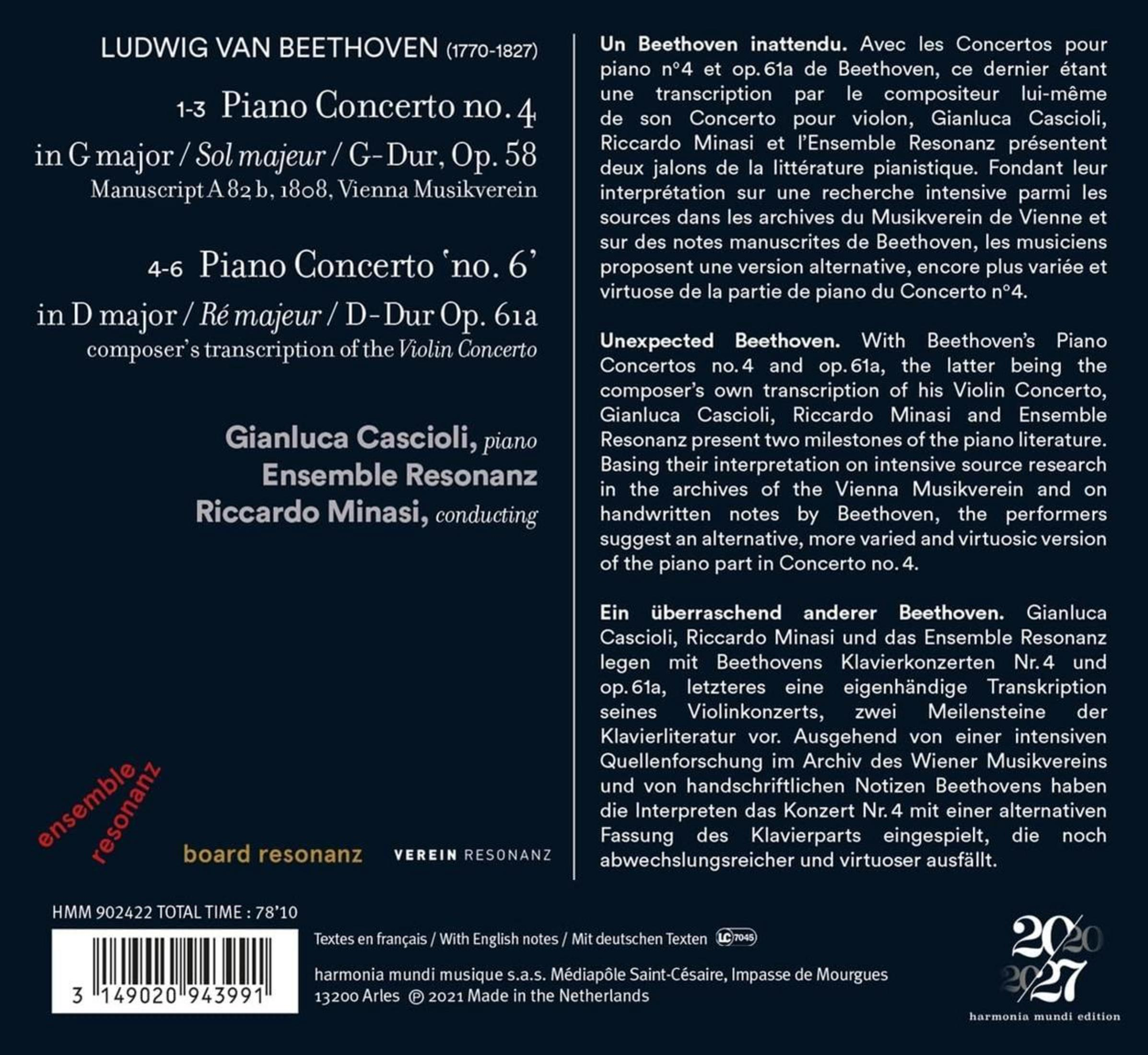 Pochette d'album avec texte en anglais et en allemand. Le fond est blanc.
