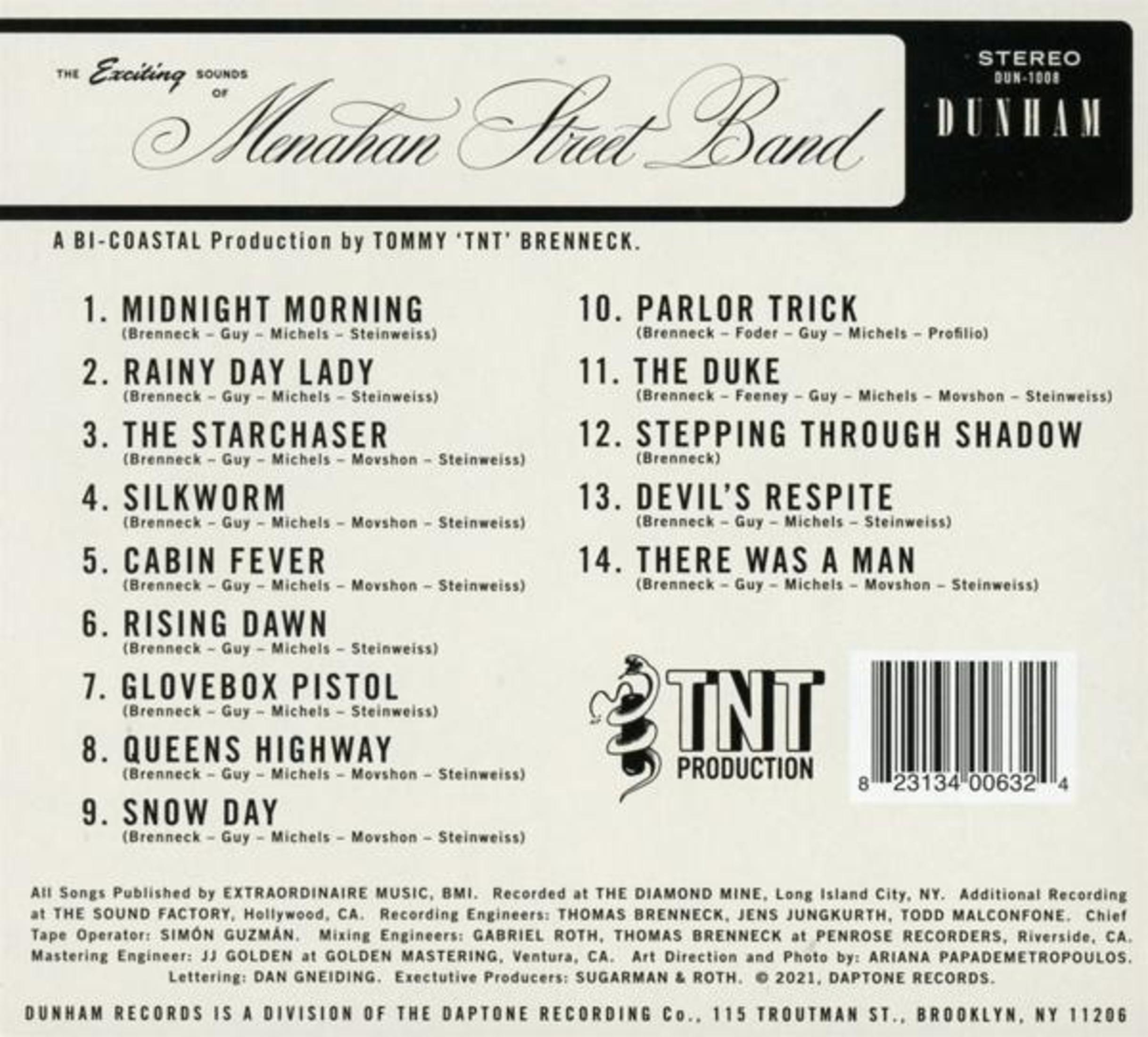 Album tracklist met namen op een witte achtergrond.