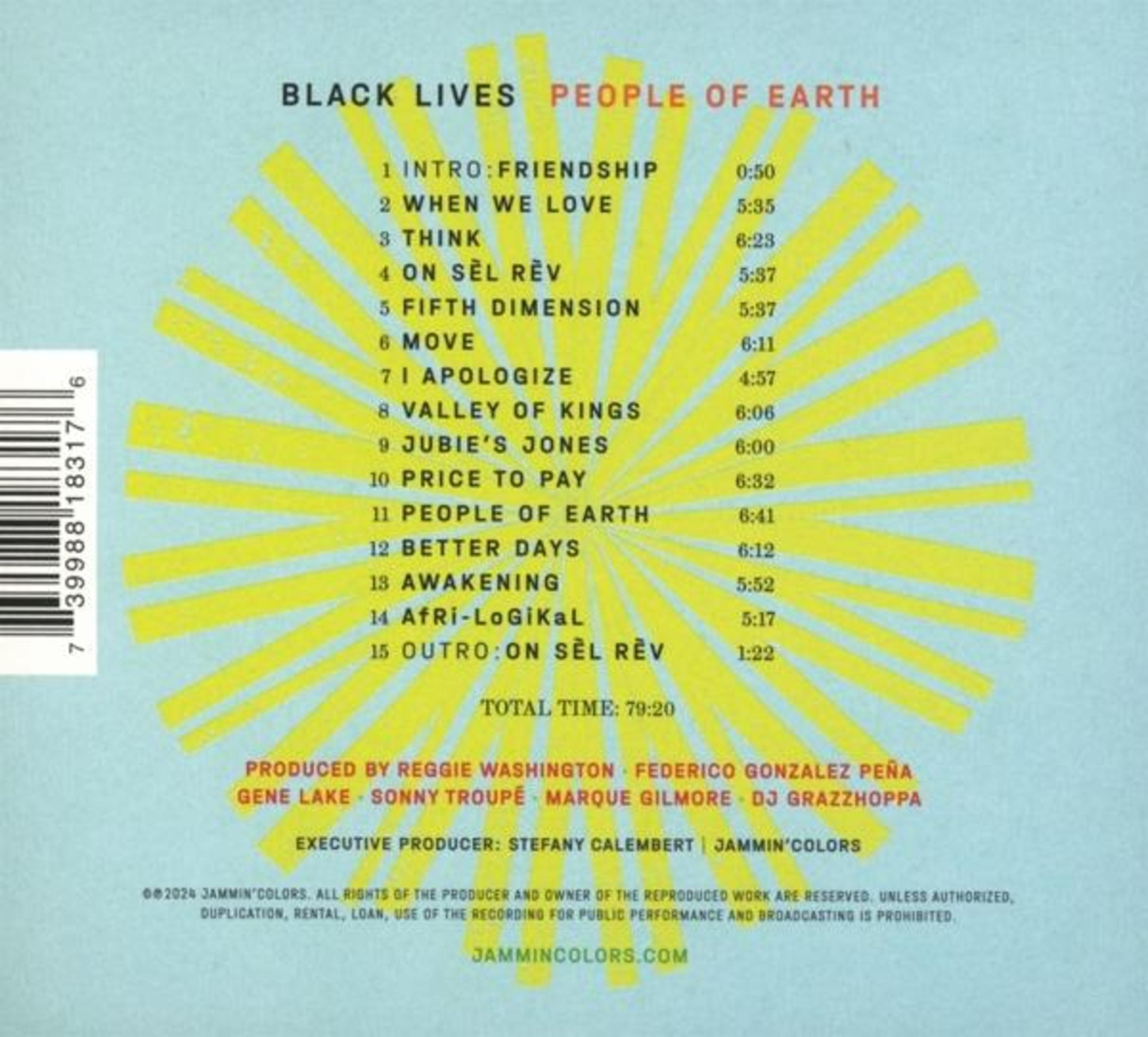Copertina del CD con tracklist e crediti, design a raggiera gialla.
