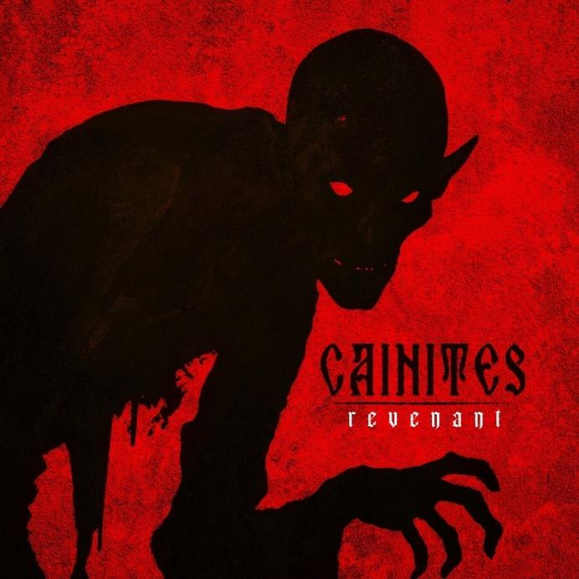 Copertina dell'album: una figura oscura con occhi rossi incandescenti. Il titolo è 'Cainites' in bianco, con sfondo rosso.