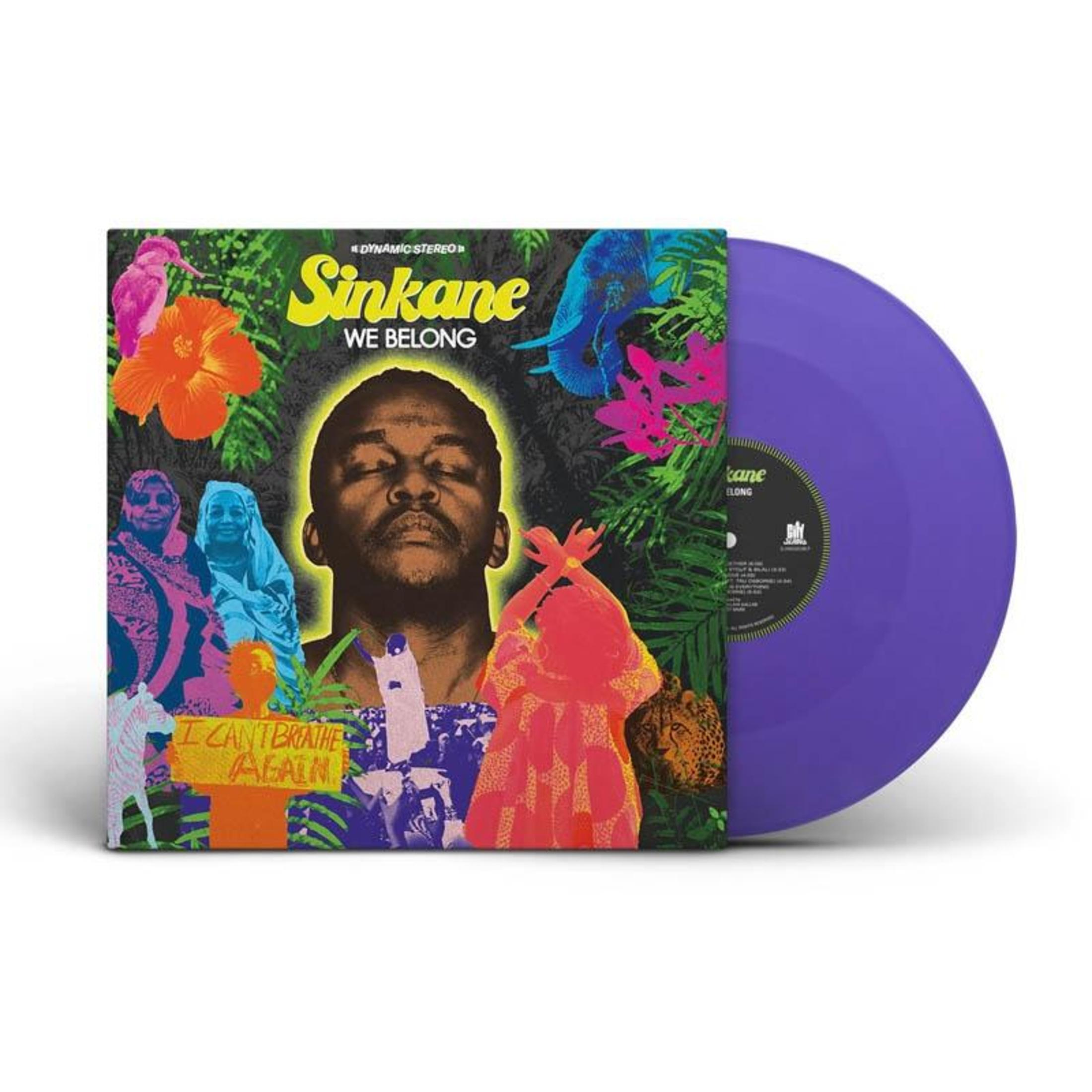 Album in vinile viola. La copertina raffigura un uomo con gli occhi chiusi, circondato da illustrazioni colorate.