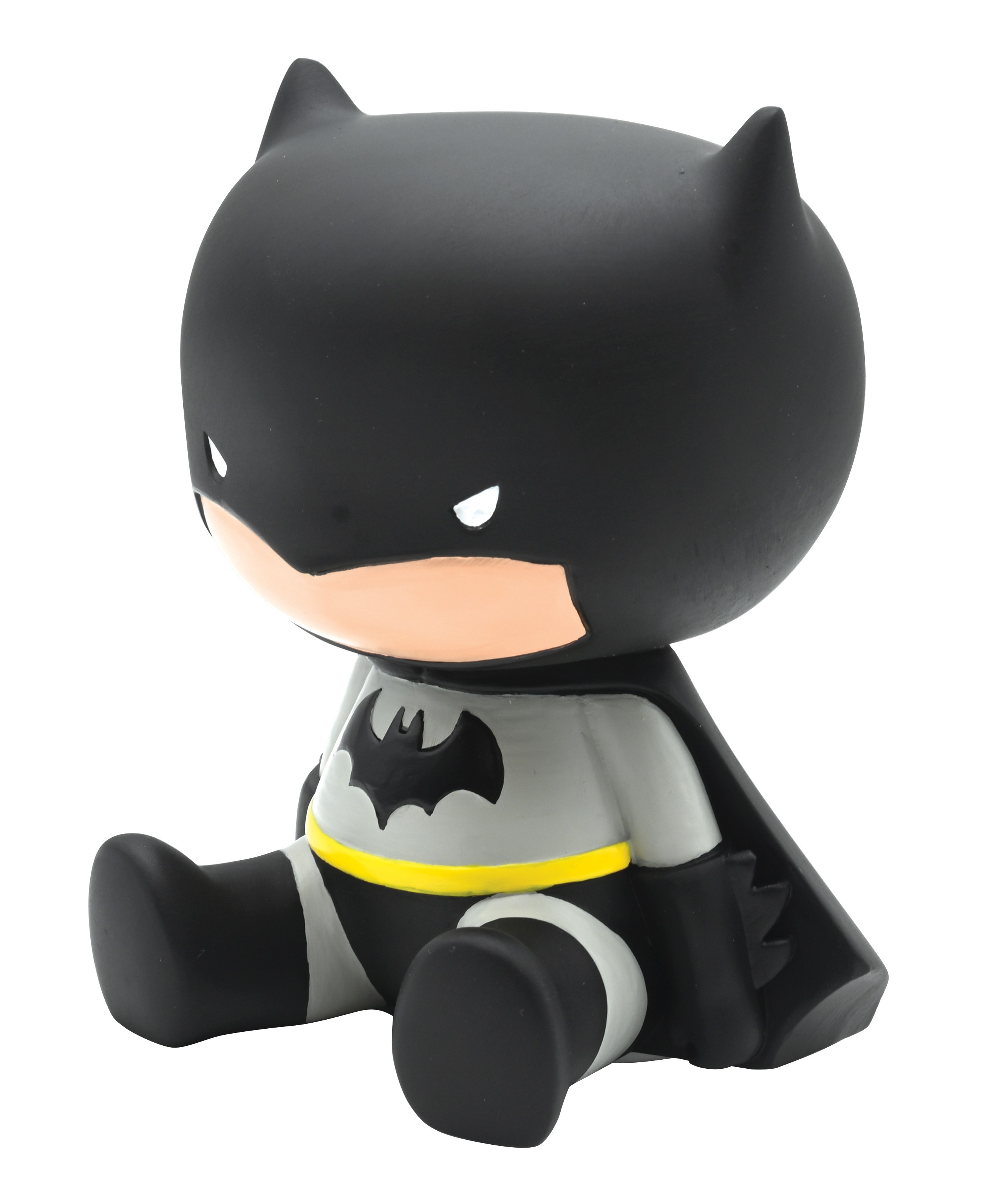 Luz nocturna de Batman en posición sentada. La figura es negra, gris y amarilla.