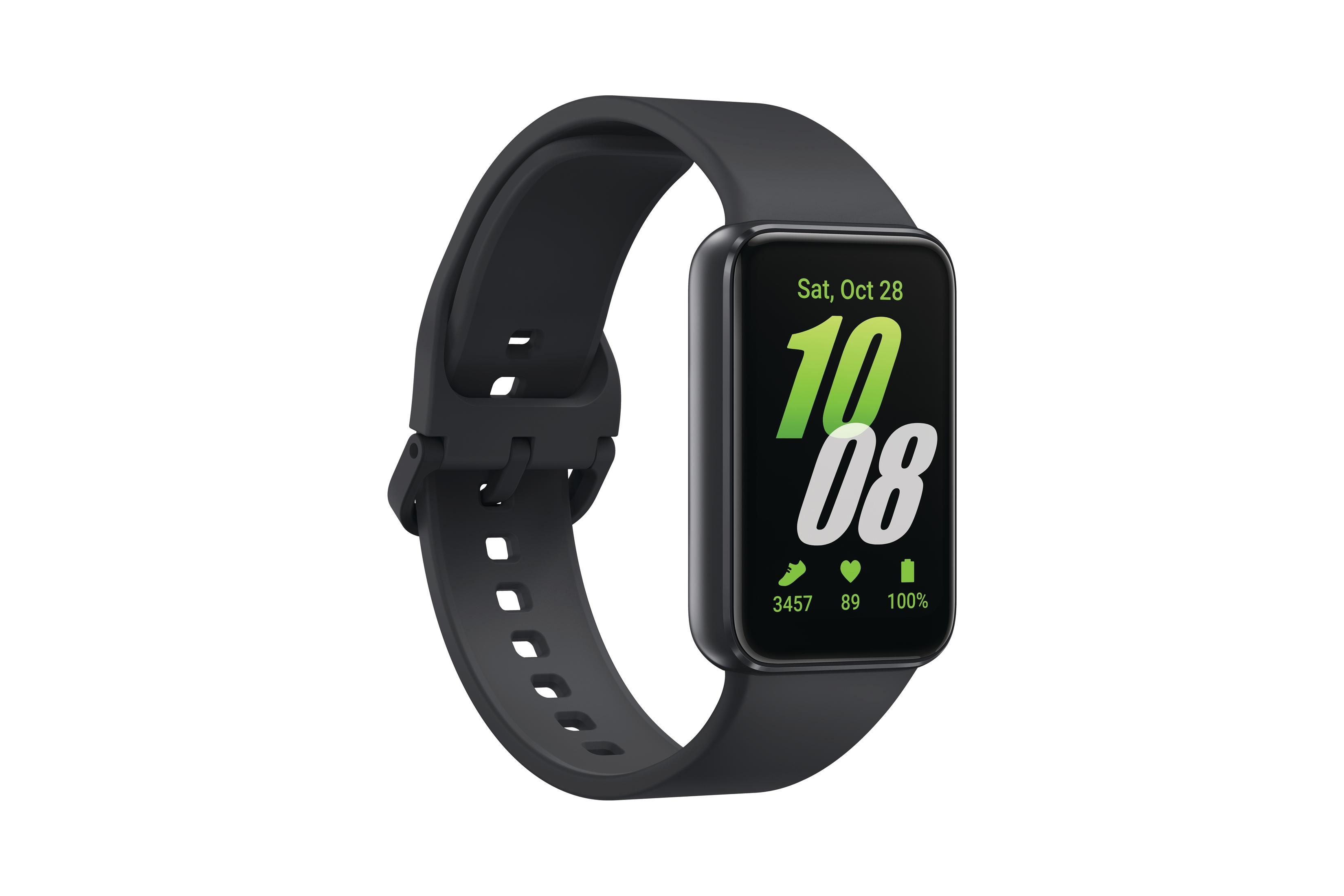Smartwatch nero con display digitale, cinturino nero.