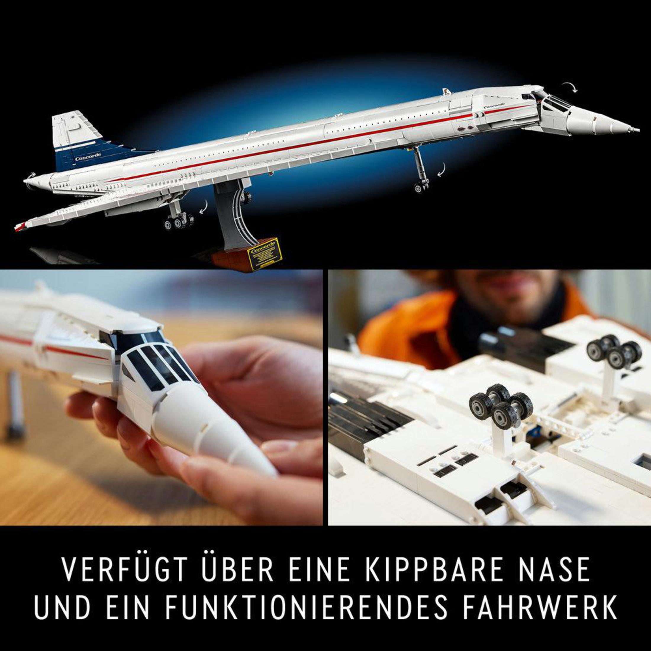 Model Concorde z tekstem o nosie i podwoziu.