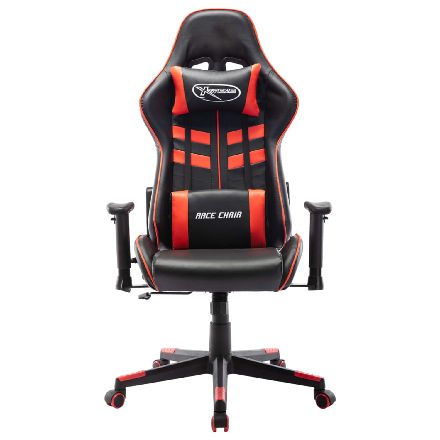 Schwarzer und roter Gaming-Stuhl mit 'RACE CHAIR' und der Marke 'Xtreme' auf der Kopfstütze.