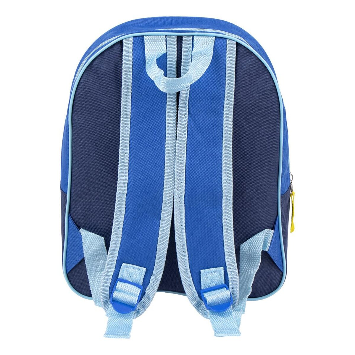 Blauer und marinefarbener Rucksack. Der Hintergrund ist schwarz.