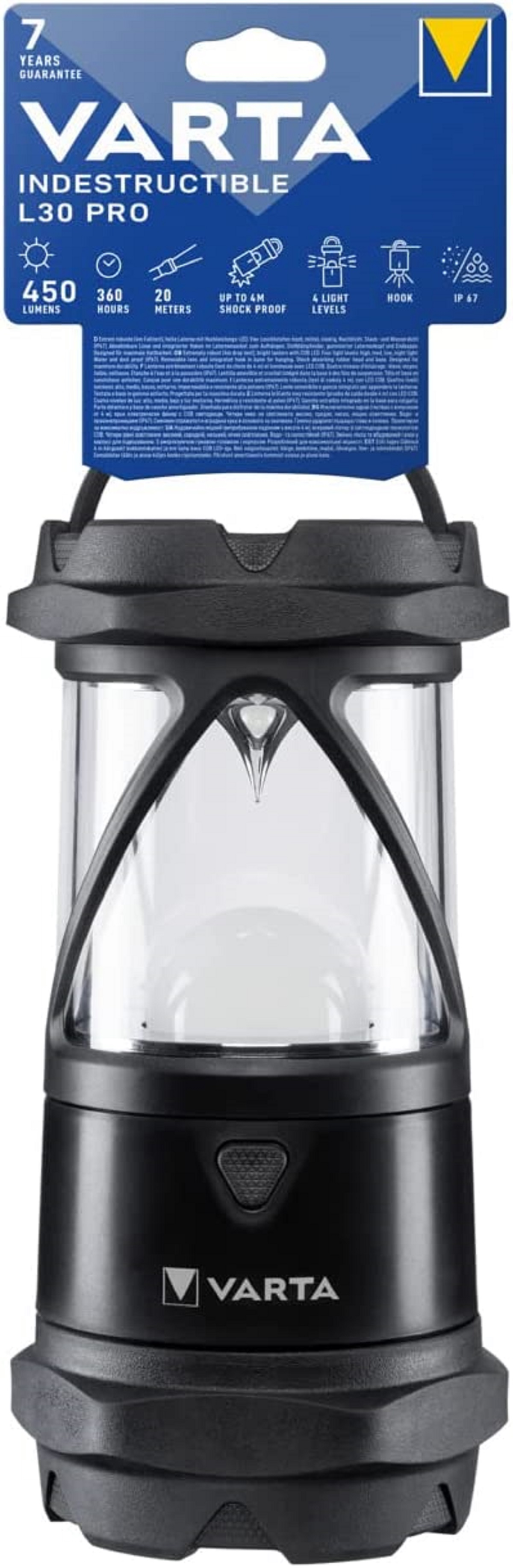 Eine schwarze Taschenlampe. Sie hat eine transparente Abdeckung und einen Griff.
