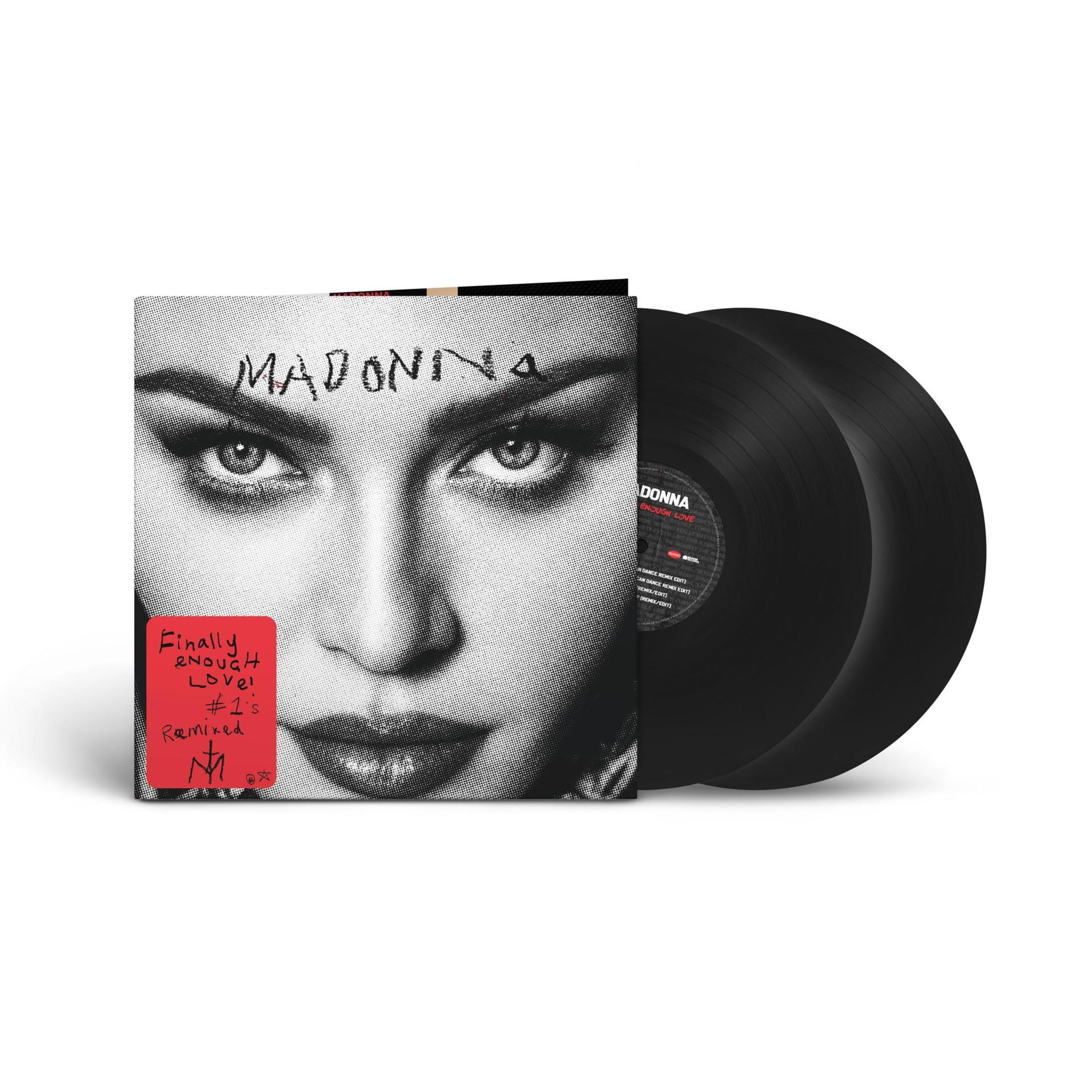 Portada del álbum de Madonna: imagen grande del rostro. Dos discos de vinilo.