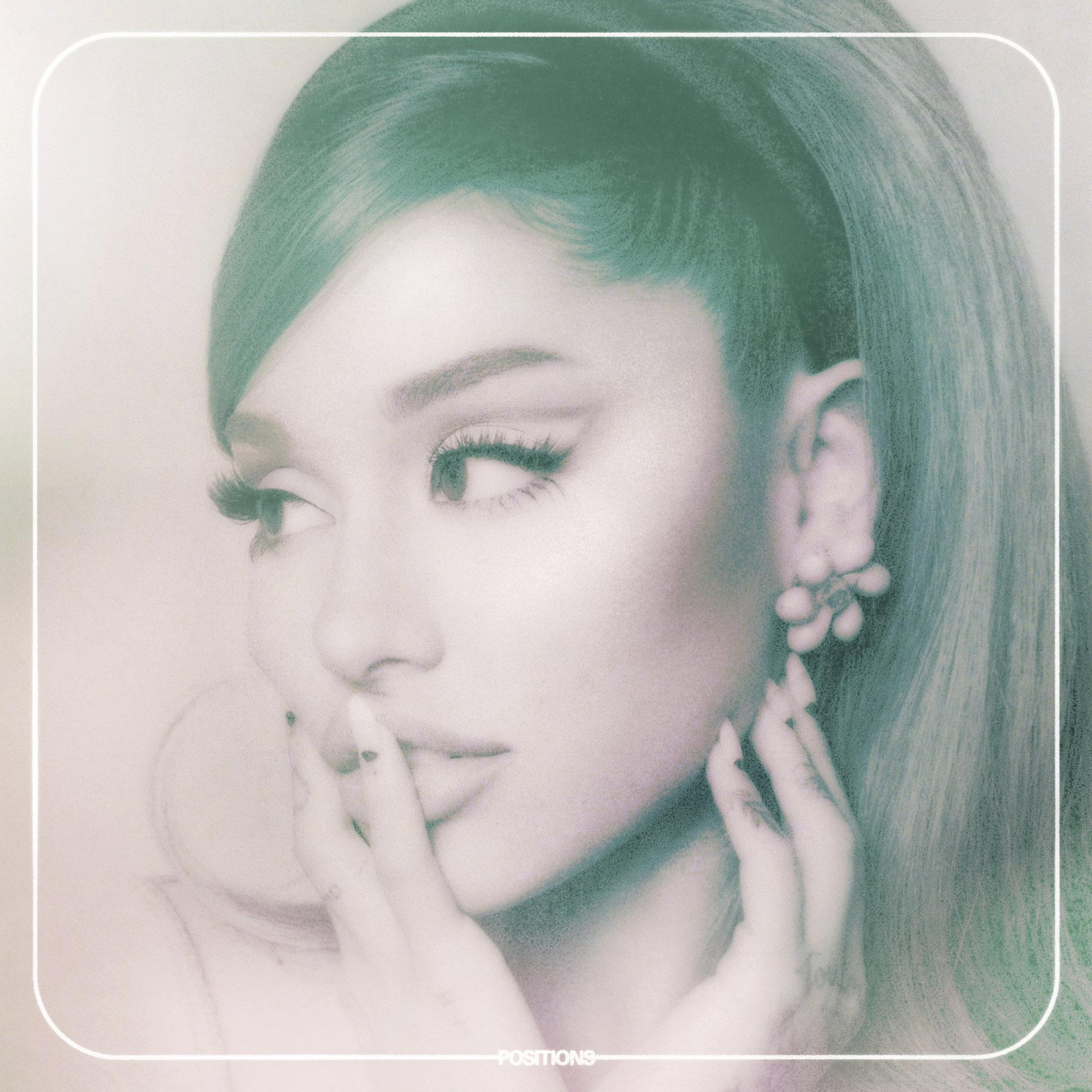 Ariana Grande op de cover. Zachte focus afbeelding met een witte lijst.