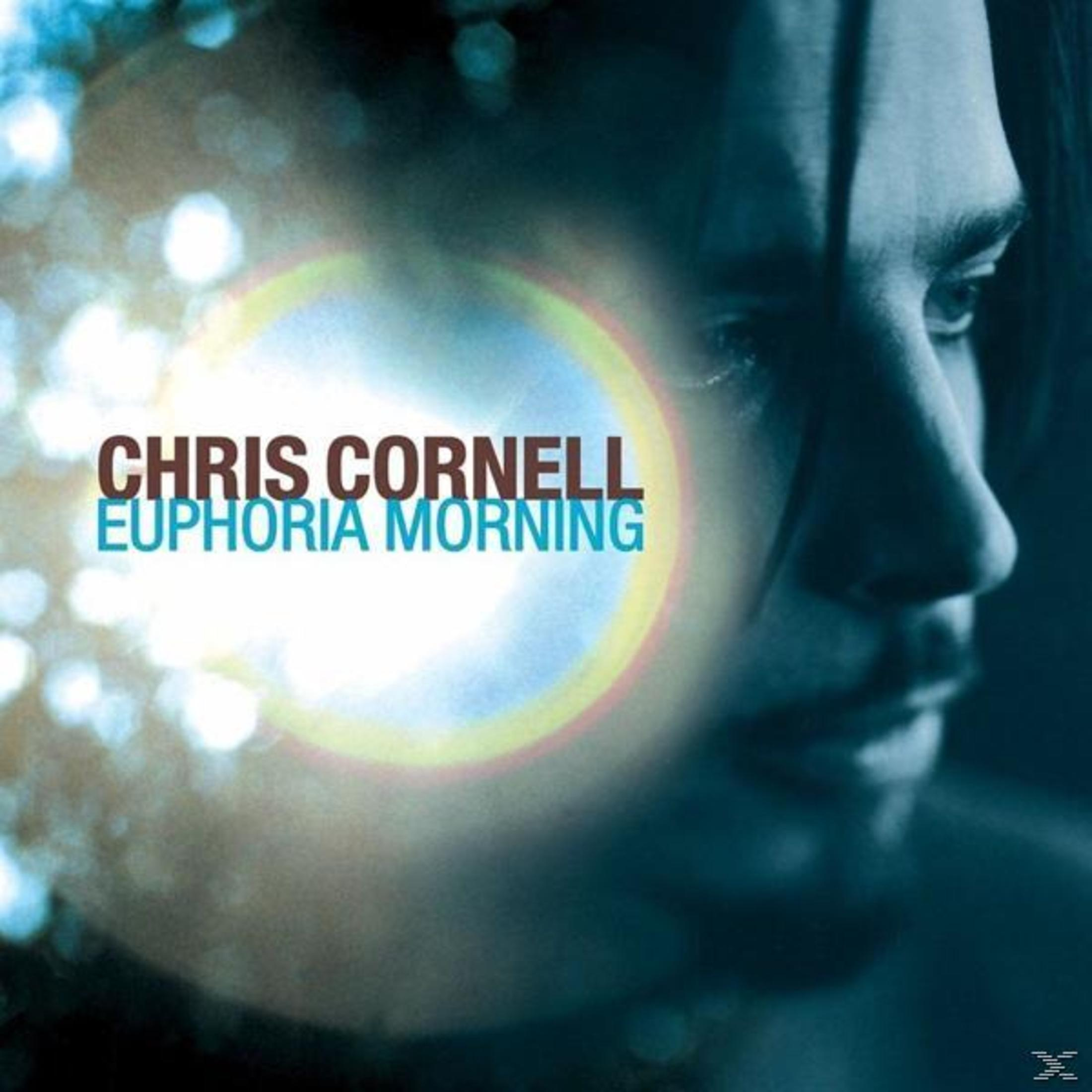 Pochette d'album. Chris Cornell, profil, avec de la lumière autour de sa tête. Texte : Euphoria Morning.