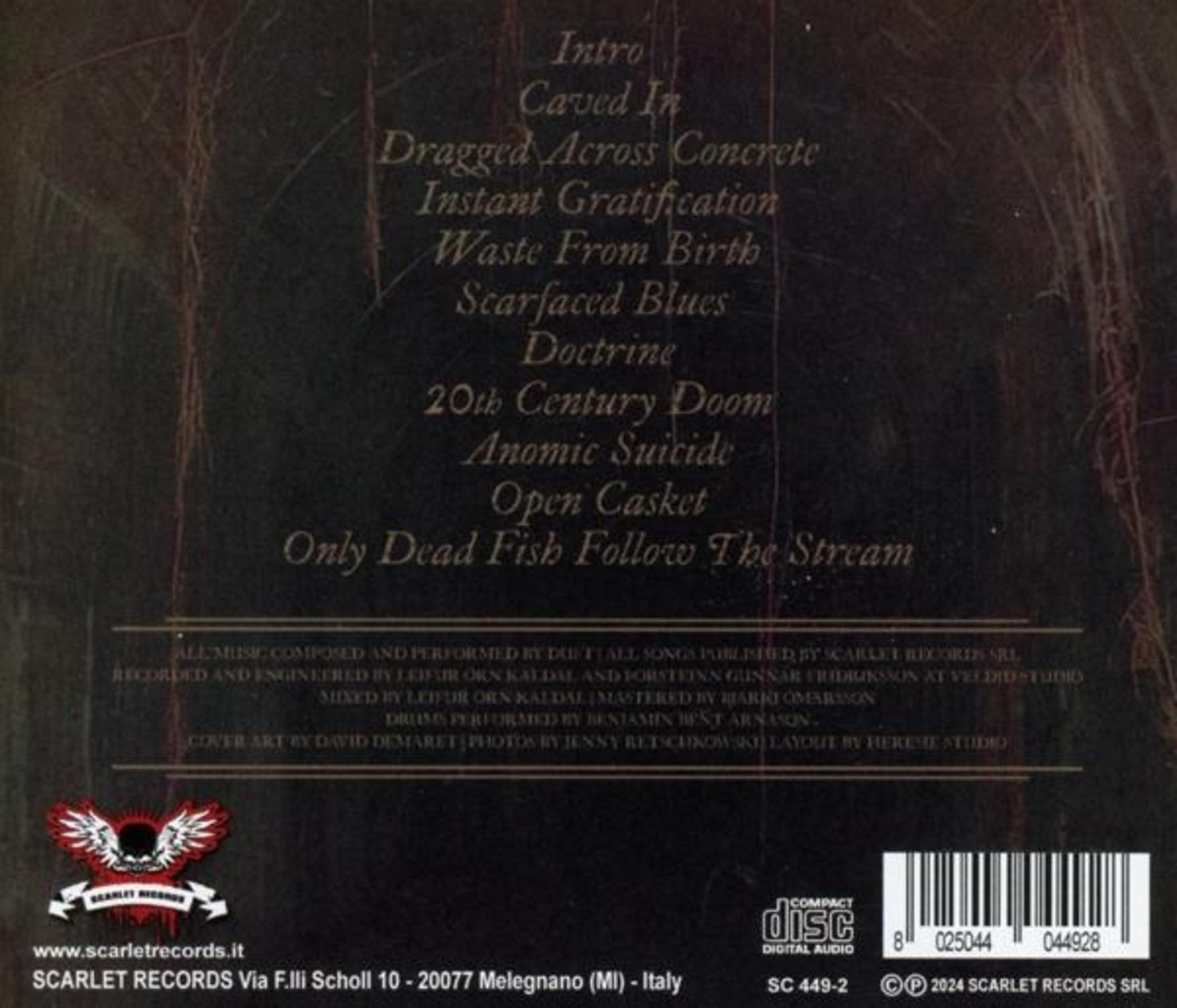 Copertina dell'album con titoli delle canzoni e crediti in testo marrone su sfondo beige.