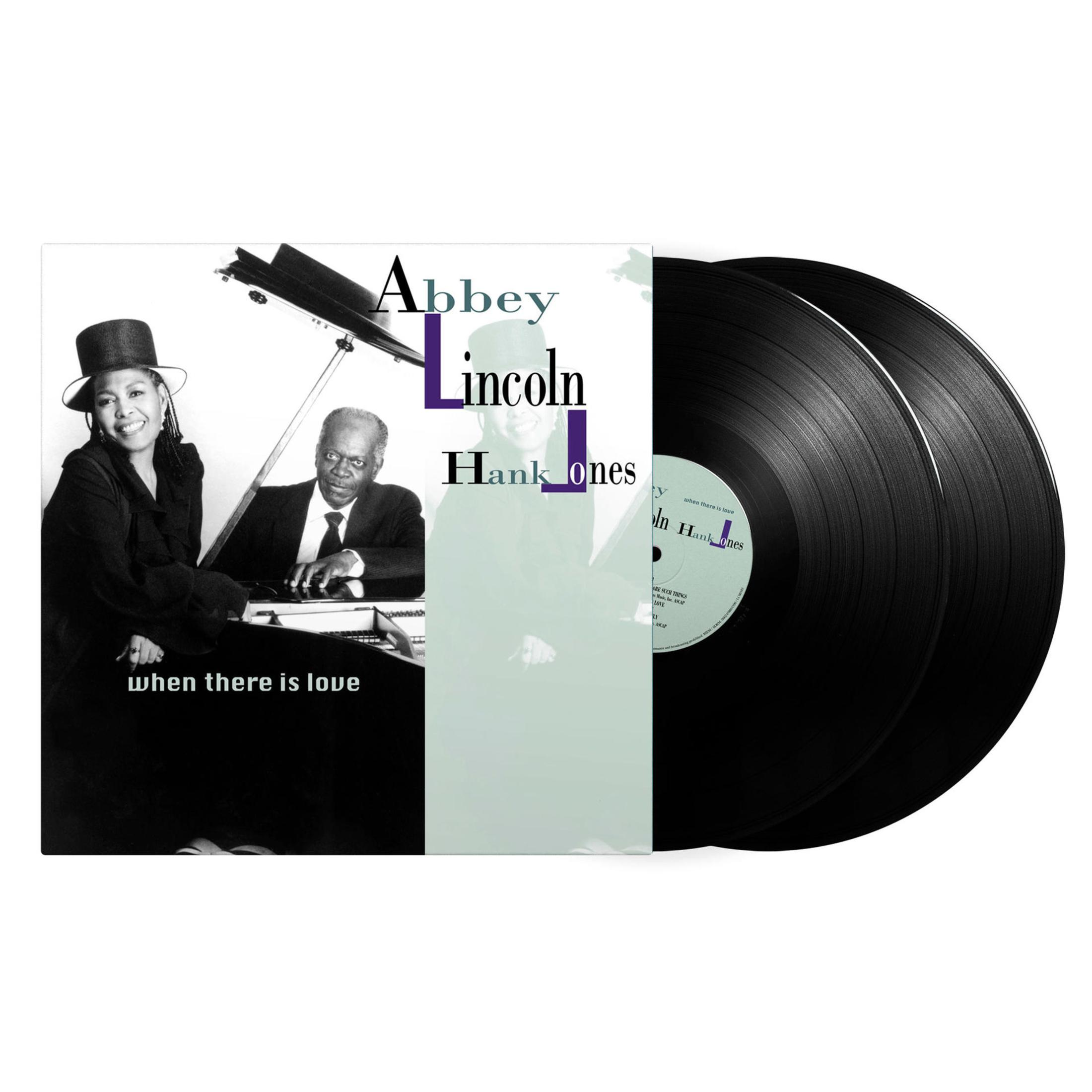 Portada del álbum con Abbey Lincoln y Hank Jones. Dos discos de vinilo a la derecha.