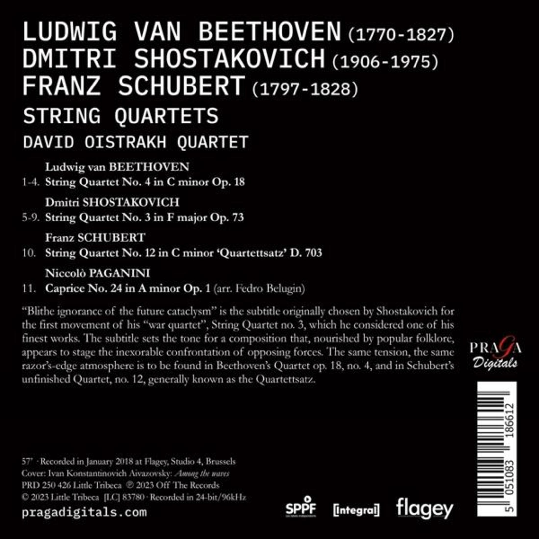 Copertina dell'album. Testo: 'Ludwig van Beethoven', 'String Quartets', con nomi degli artisti e dettagli delle tracce. Sfondo bianco.