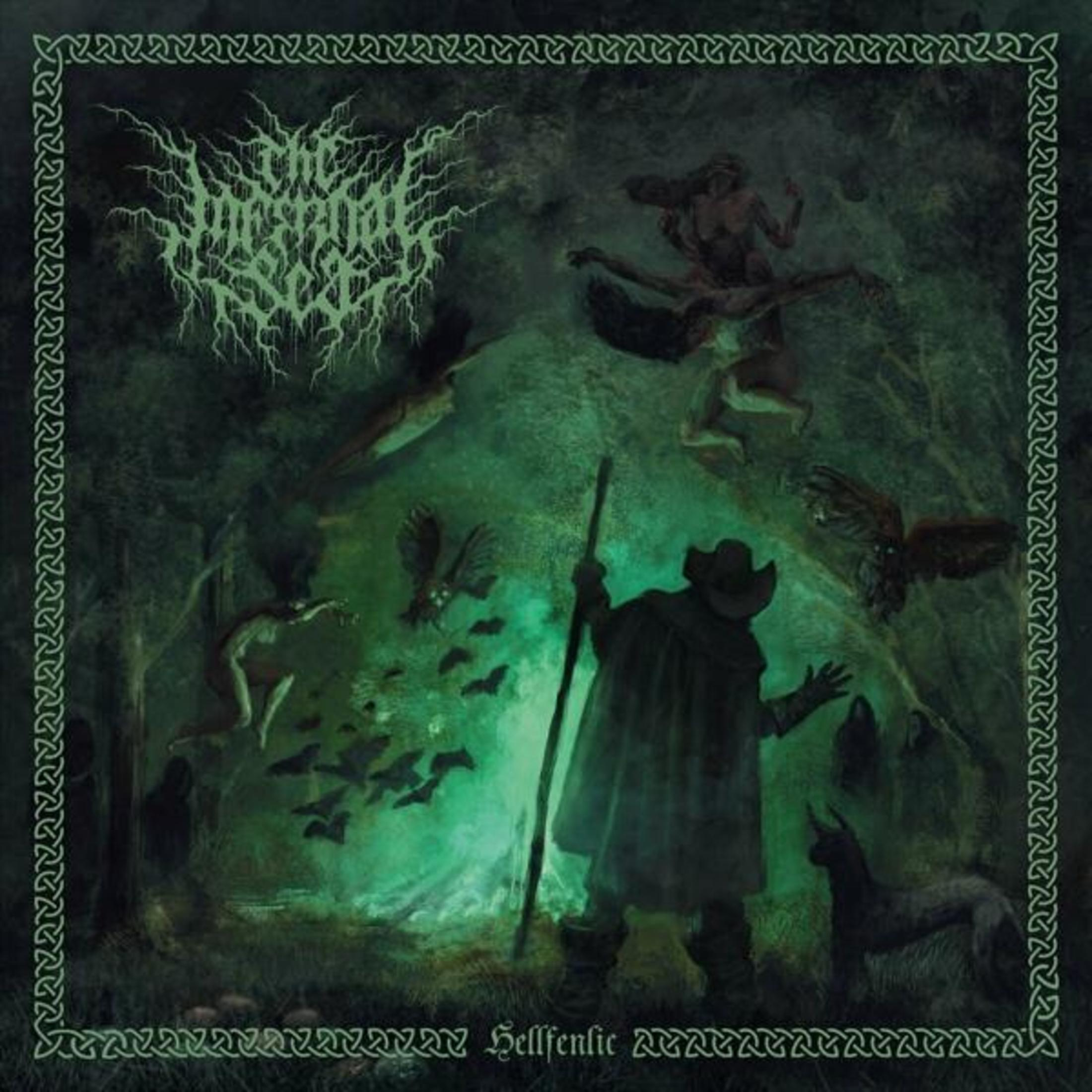 Copertina dell'album: Figure in una foresta oscura, colori verdi e neri e testo in alto.