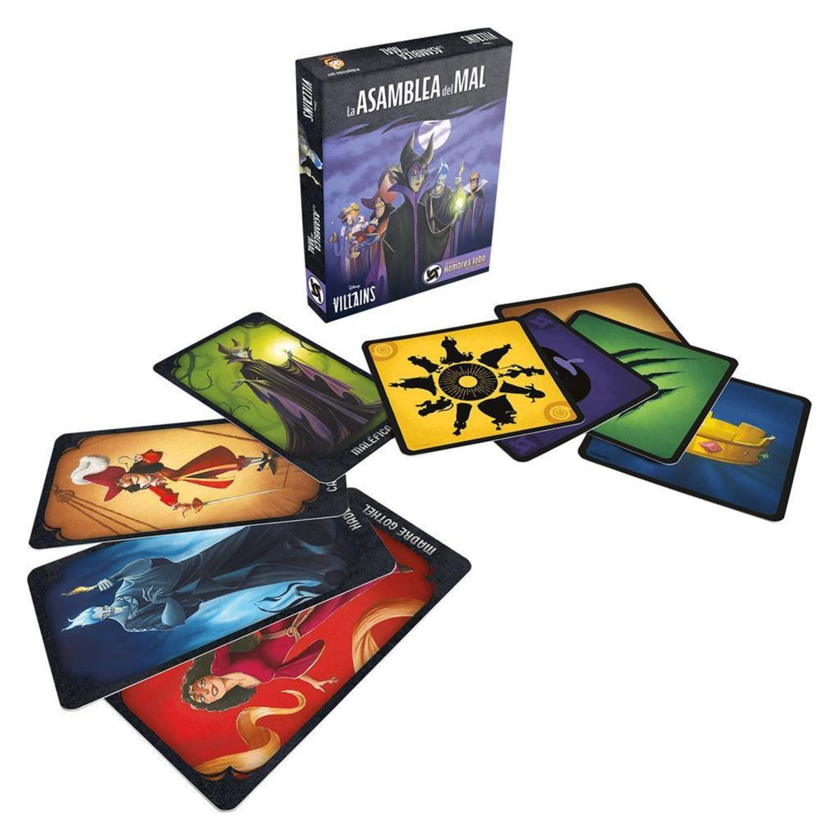 Caja de juego de mesa con cartas. El juego se llama La Asamblea del Mal.