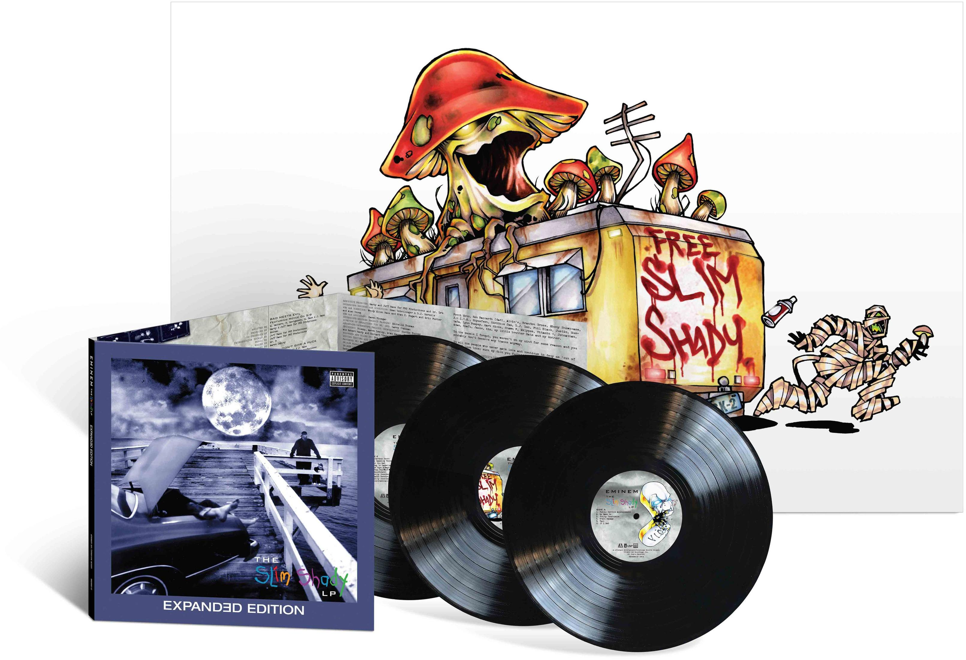 Copertina dell'album con elementi cartoon: una casa a forma di fungo, un uomo con un costume da mummia e dischi in vinile.