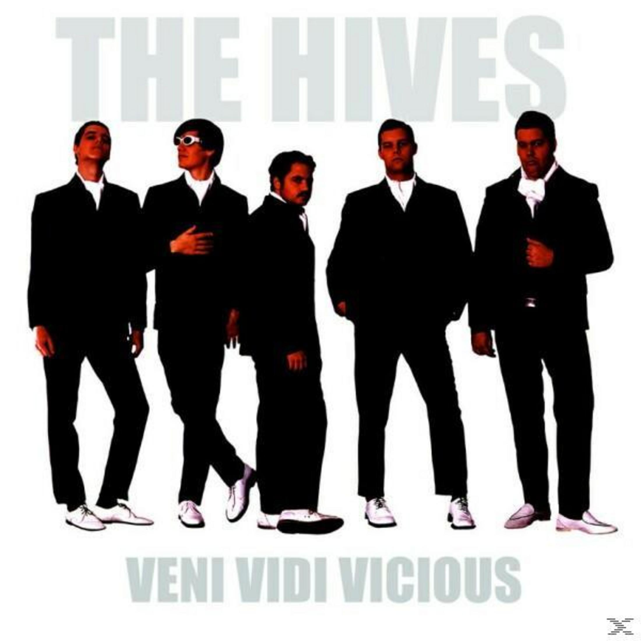 Albumhoes met vijf mannen in pakken. Tekst bovenaan: 'THE HIVES', onderaan: 'VENI VIDI VICIOUS'.