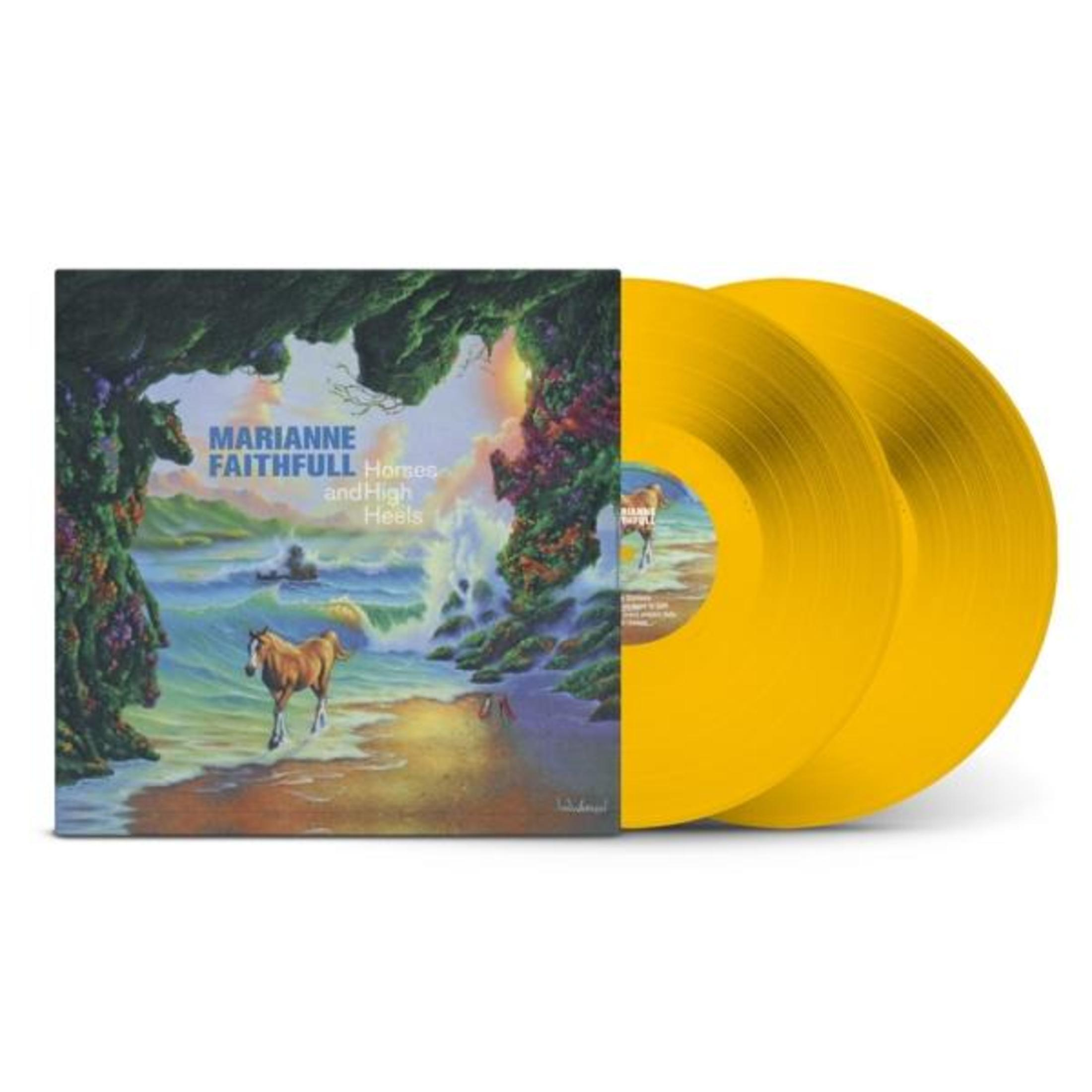 Copertina dell'album con un dipinto di un cavallo e spiaggia. Dischi in vinile dorati.