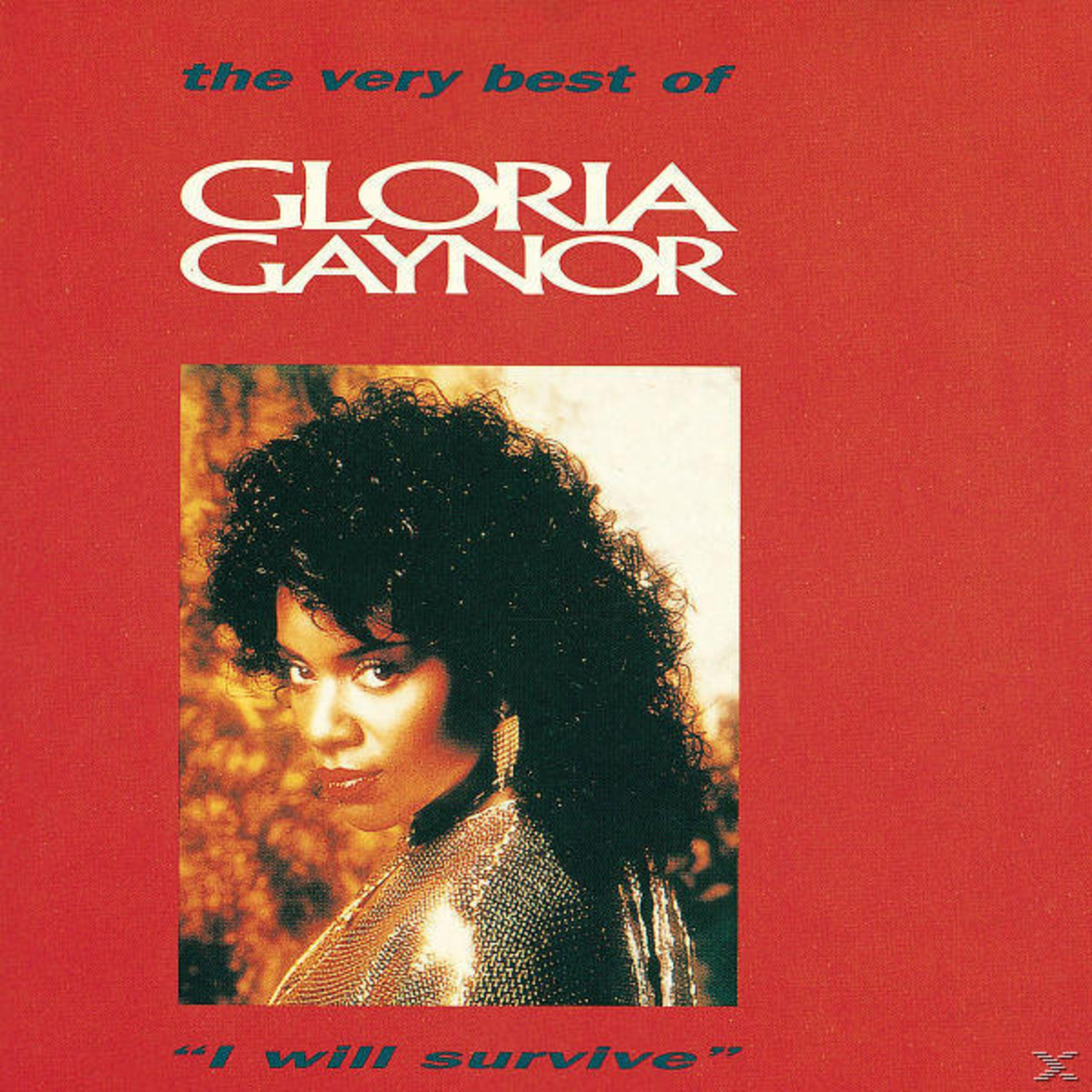 Albumhoes met vrouwengezicht. Titel: The Very Best of Gloria Gaynor. Rode achtergrond.