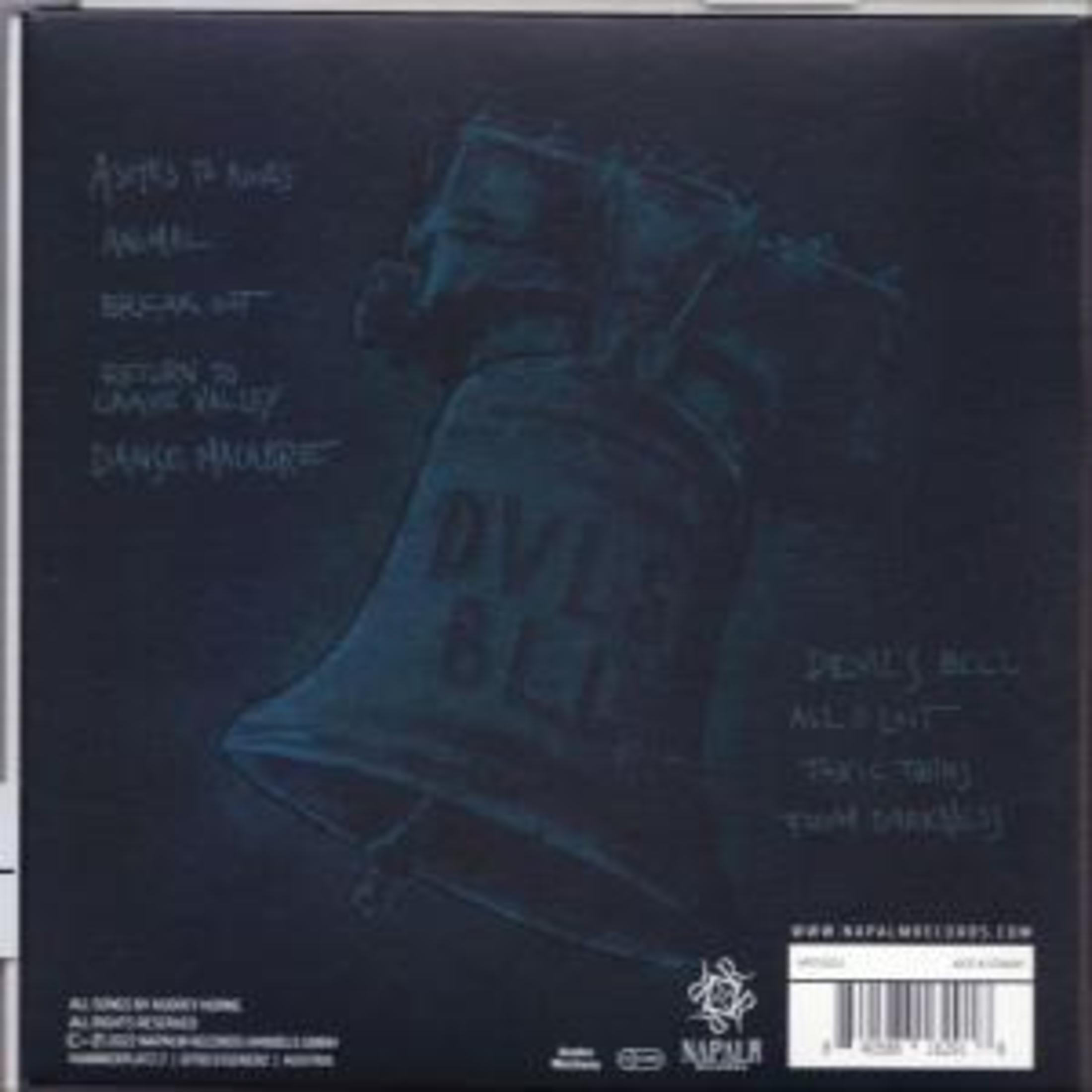 Copertina dell'album con il titolo 'Devil's Bell' in blu. Un'immagine di una campana è centrata. I titoli delle canzoni sono elencati a sinistra.