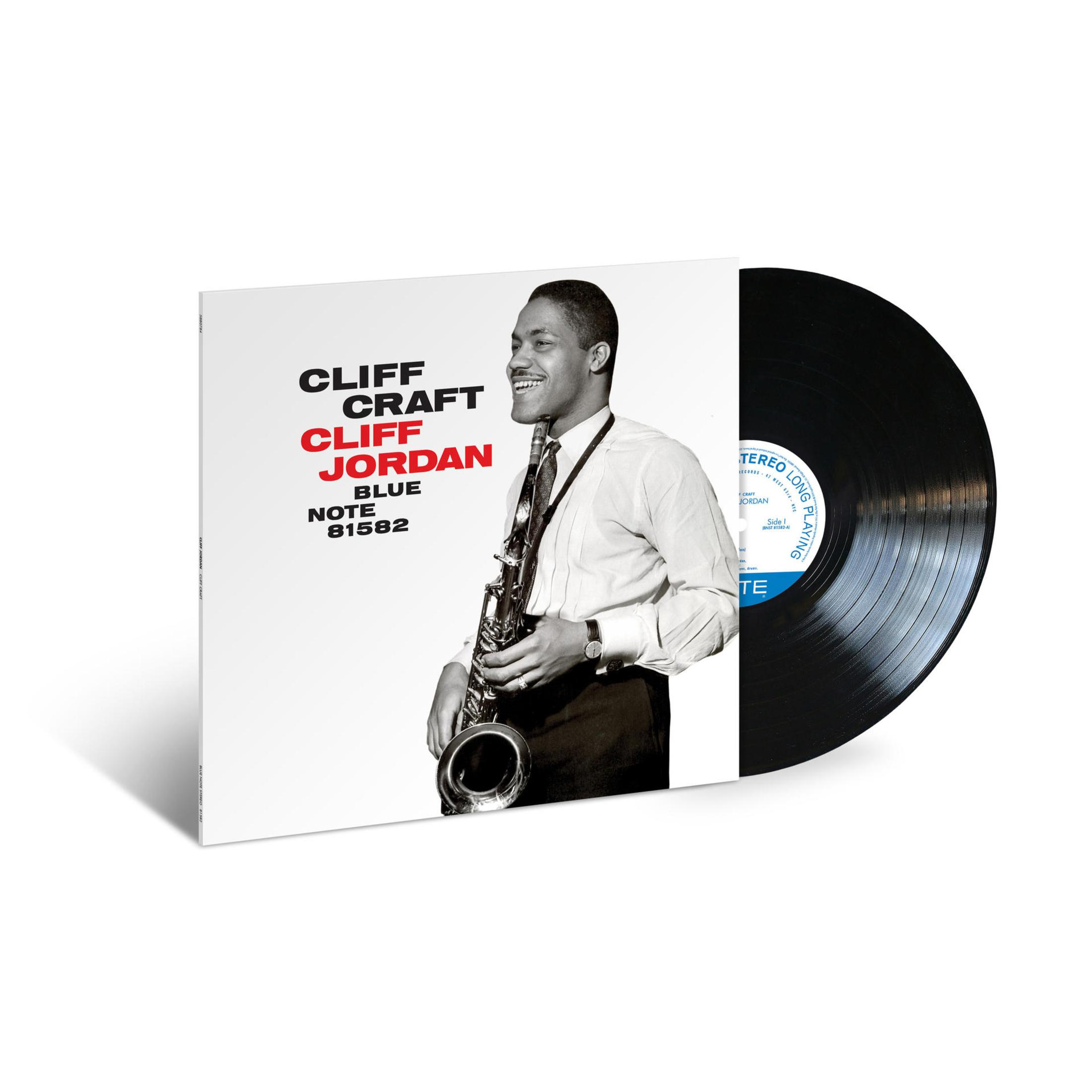 Portada del álbum con Cliff Craft y Cliff Jordan. Un disco de vinilo negro está junto al álbum. Un hombre toca el saxofón.