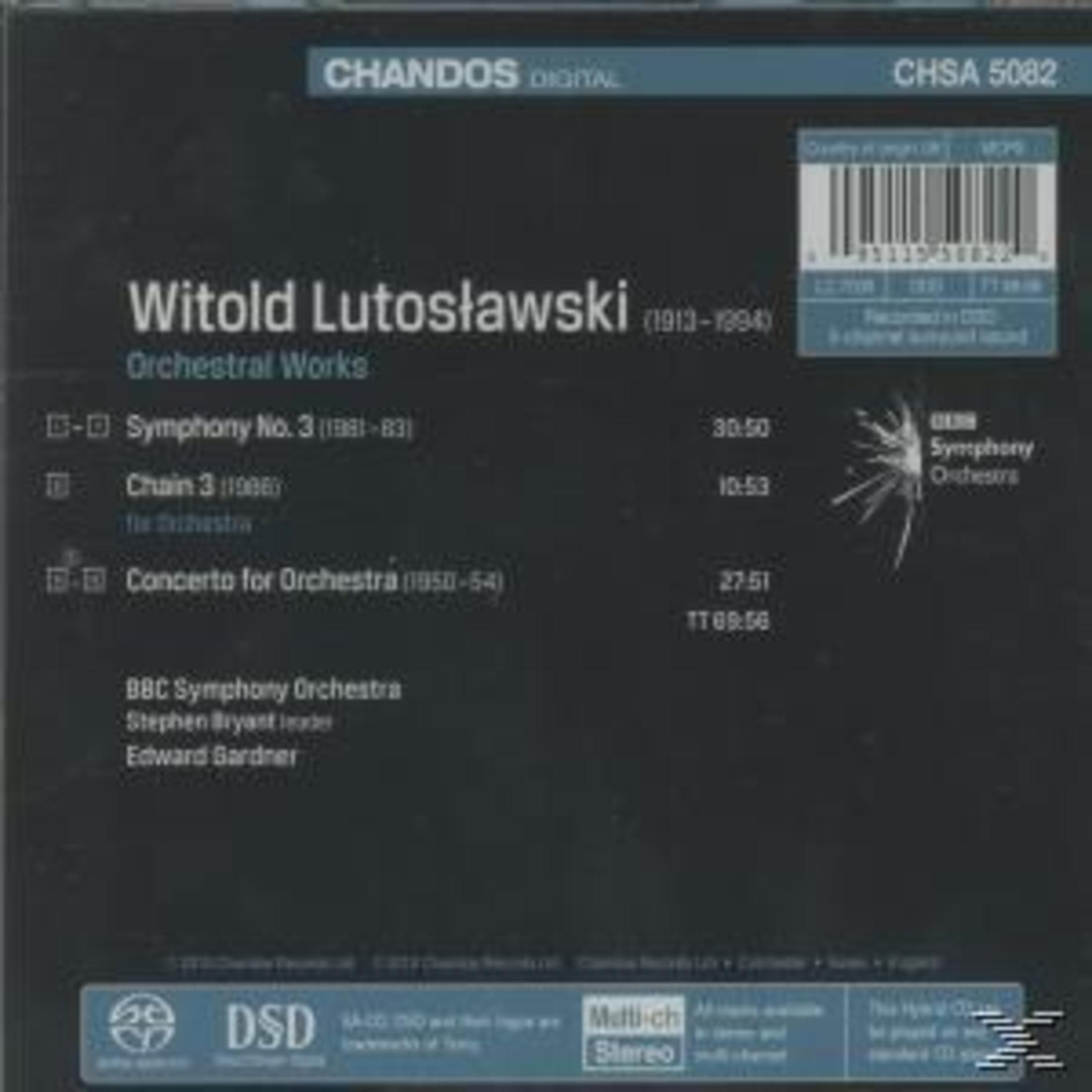 Achterkant van de albumhoes met tekst over orkestwerken en een barcode.