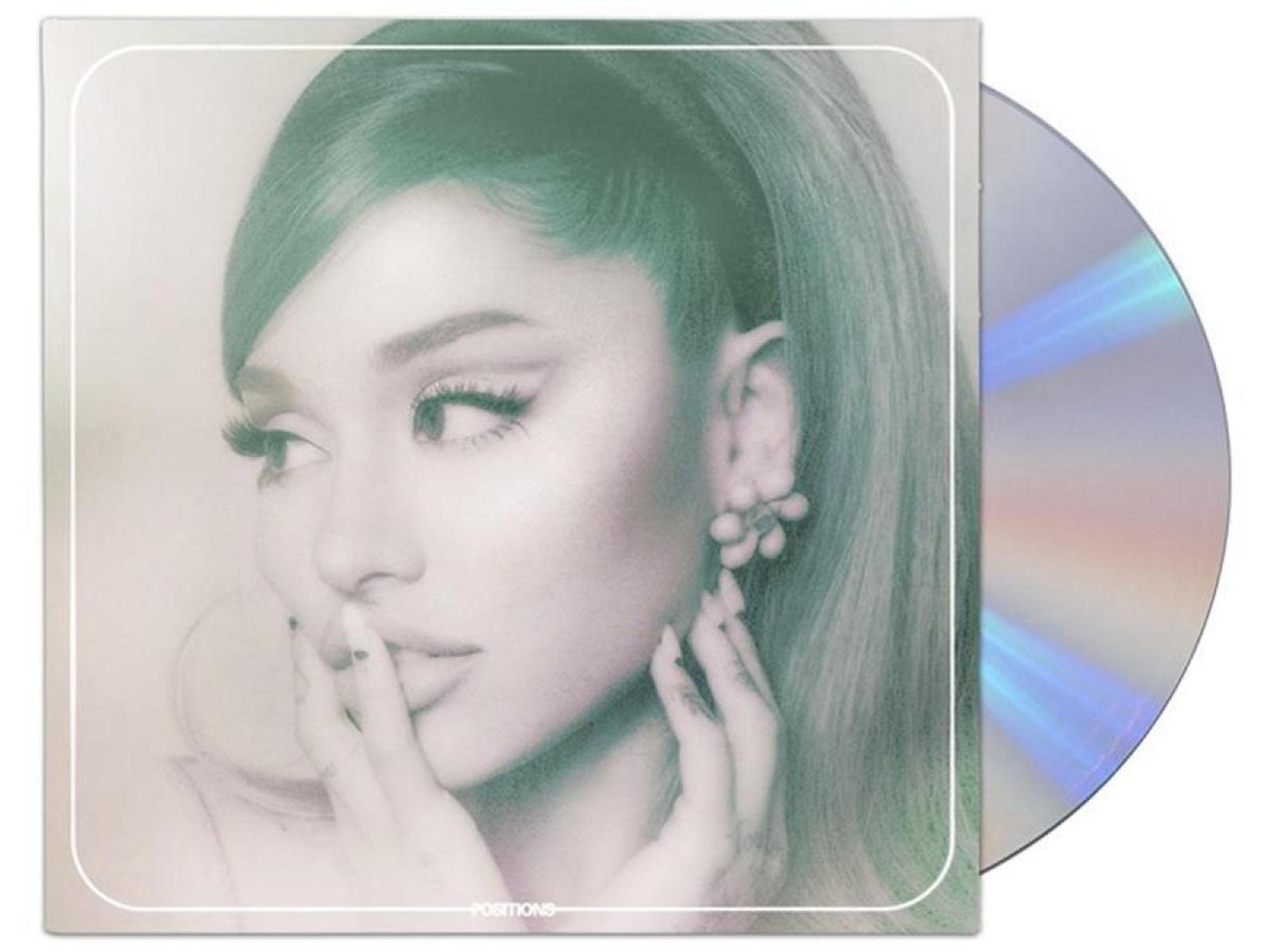 Copertina dell'album di Ariana Grande. Una donna in stile vintage. L'album è un CD in cornice bianca.