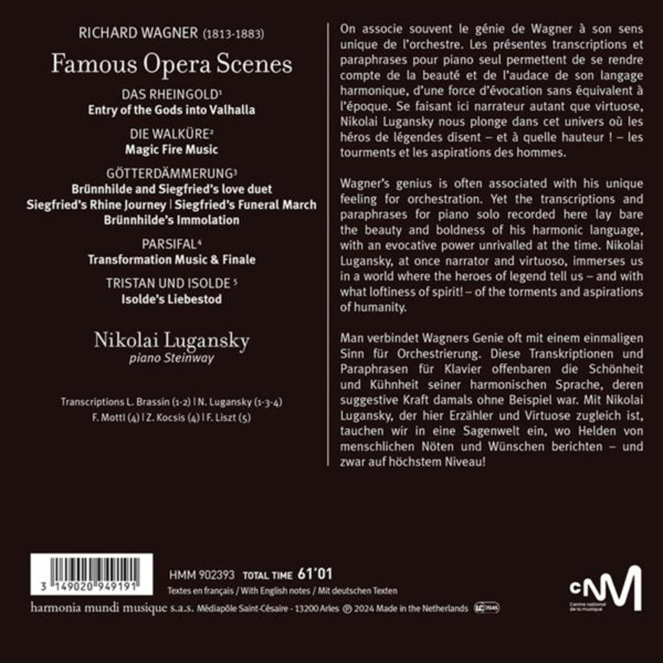 Testo dalle famose scene d'opera di Richard Wagner in francese e tedesco.