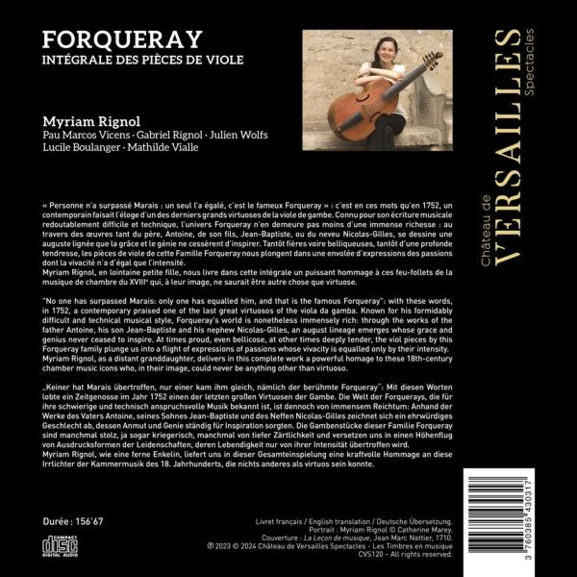 Portada del álbum con texto en francés. Una mujer toca el violonchelo.