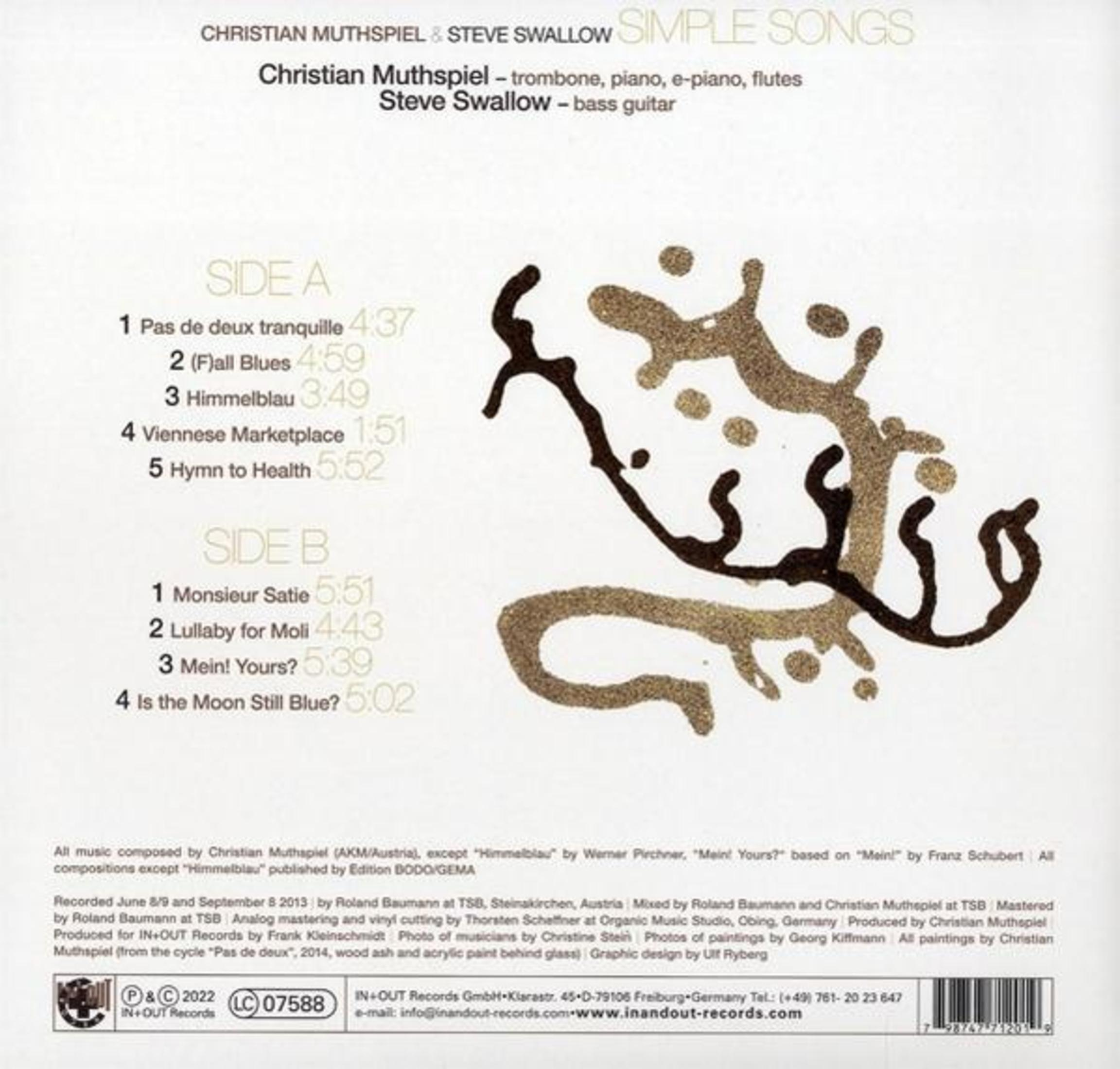 Album cover with text and a brown and gold abstract design on a white background.
